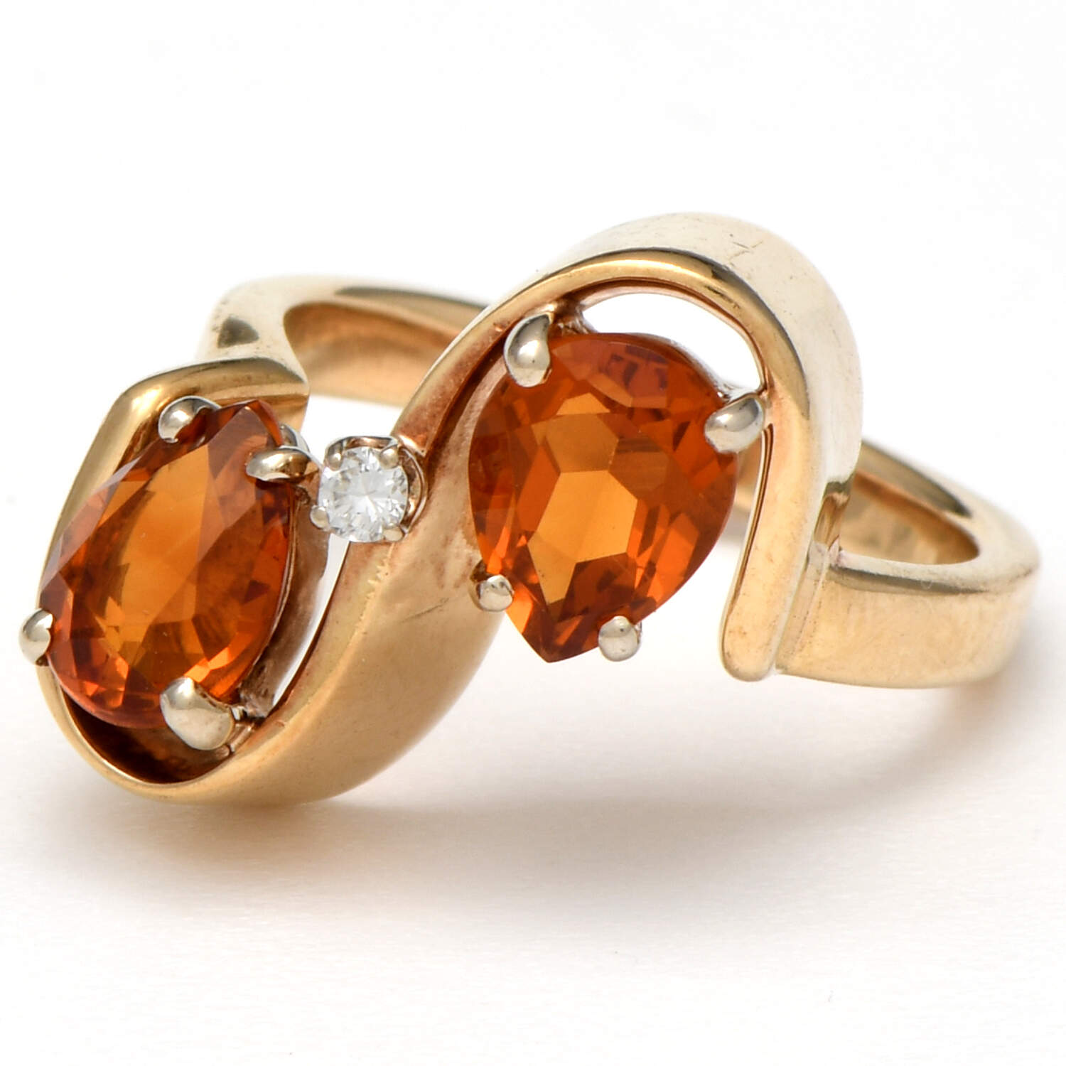 14KY Retro Modern Rich Citrine(1.86) & Diamond(0.03) Bypass Ring-1