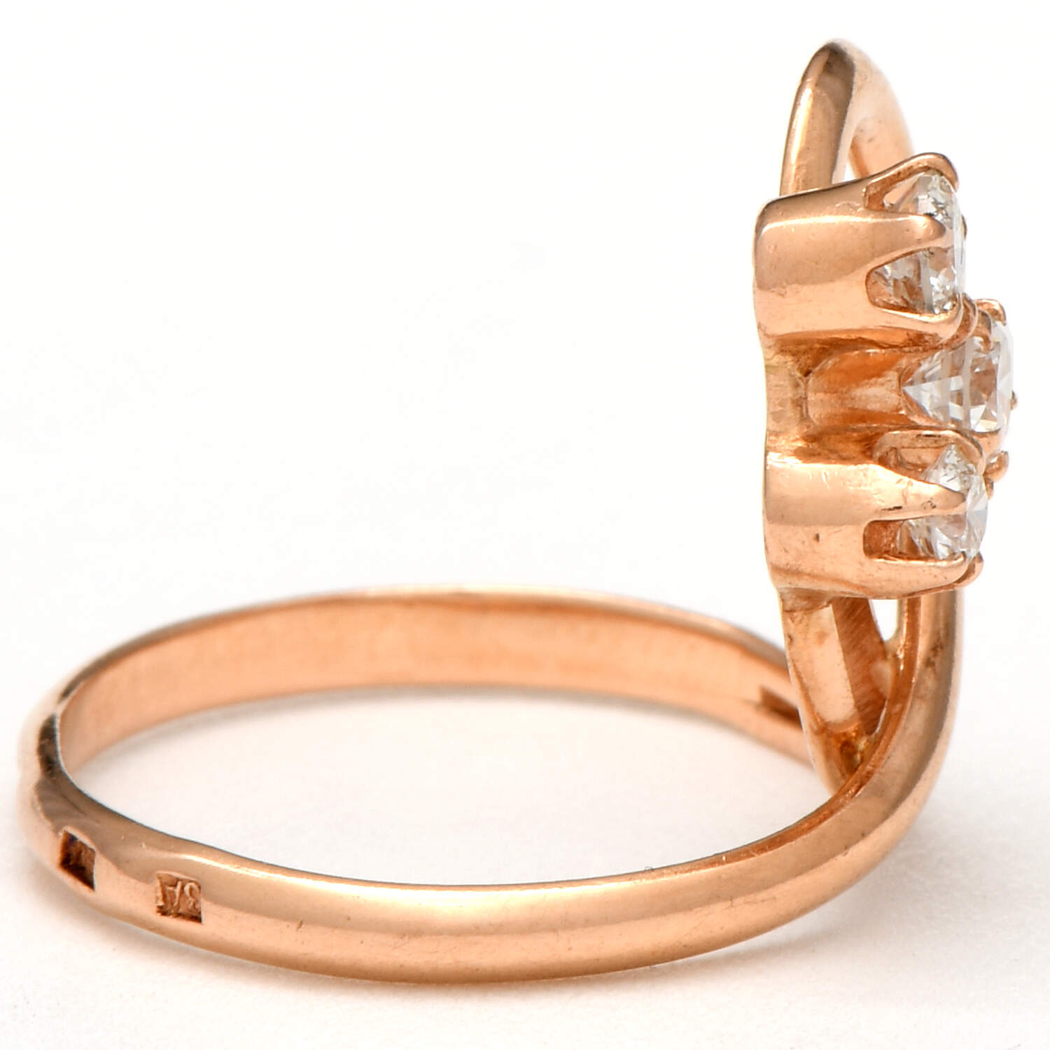 14KR Three Stone Diamond(0.45) Loop Ring-4