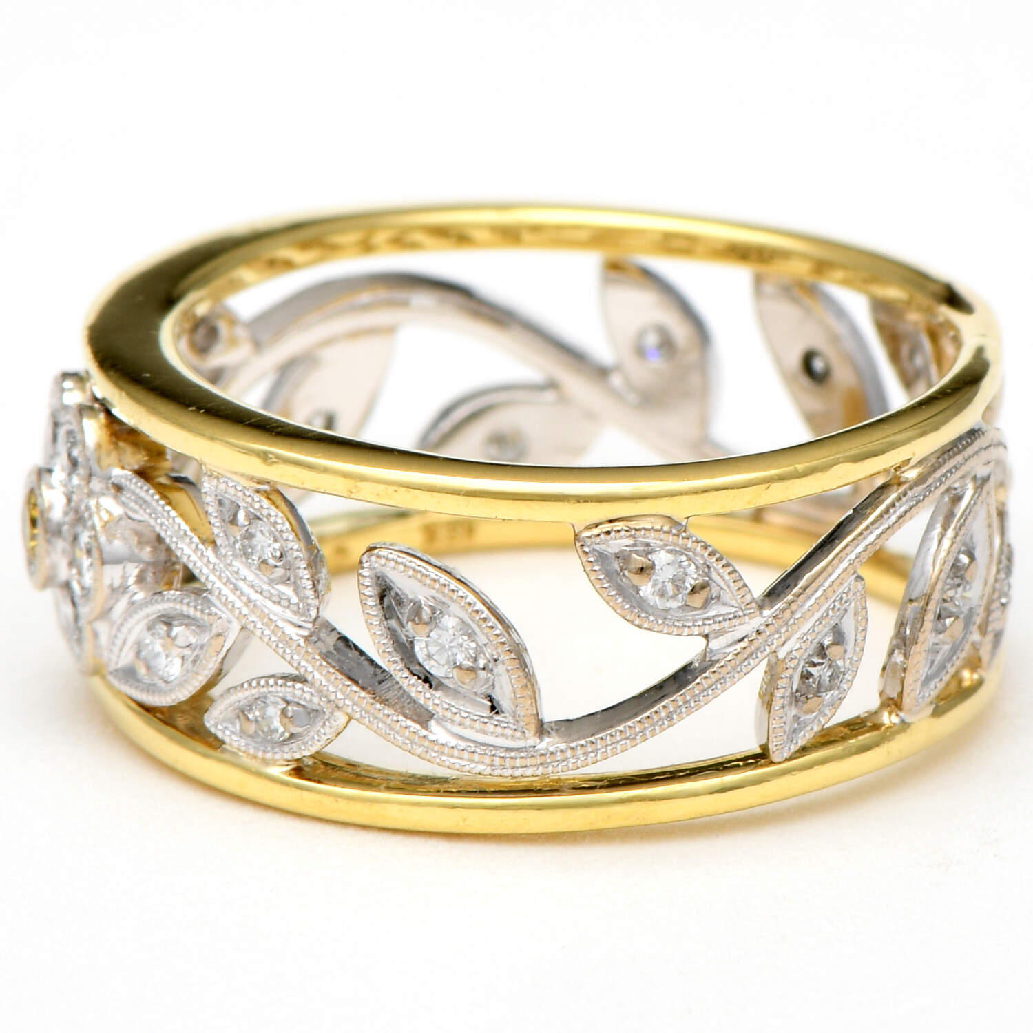18KYW Floral Diamond(0.33) Floral Band Ring-3