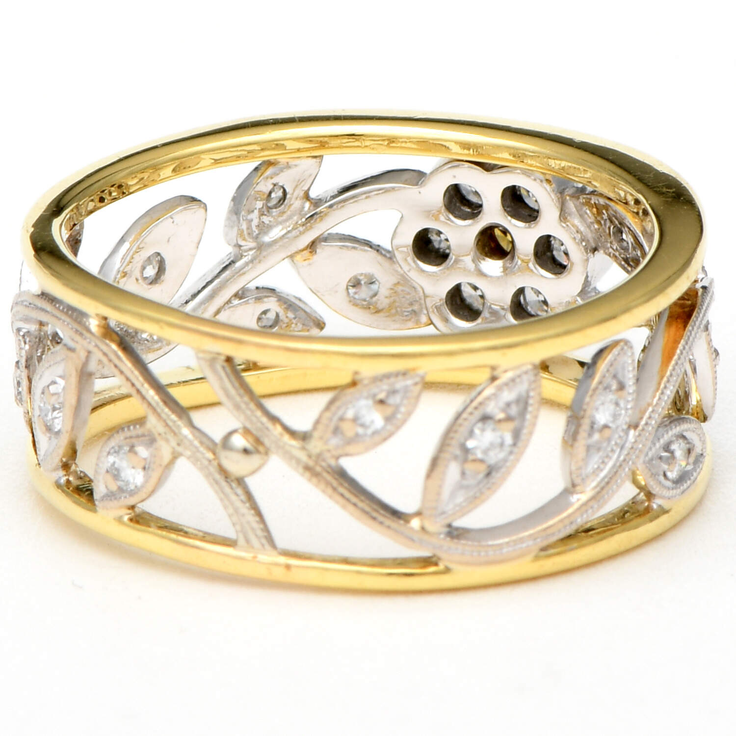 18KYW Floral Diamond(0.33) Floral Band Ring-2
