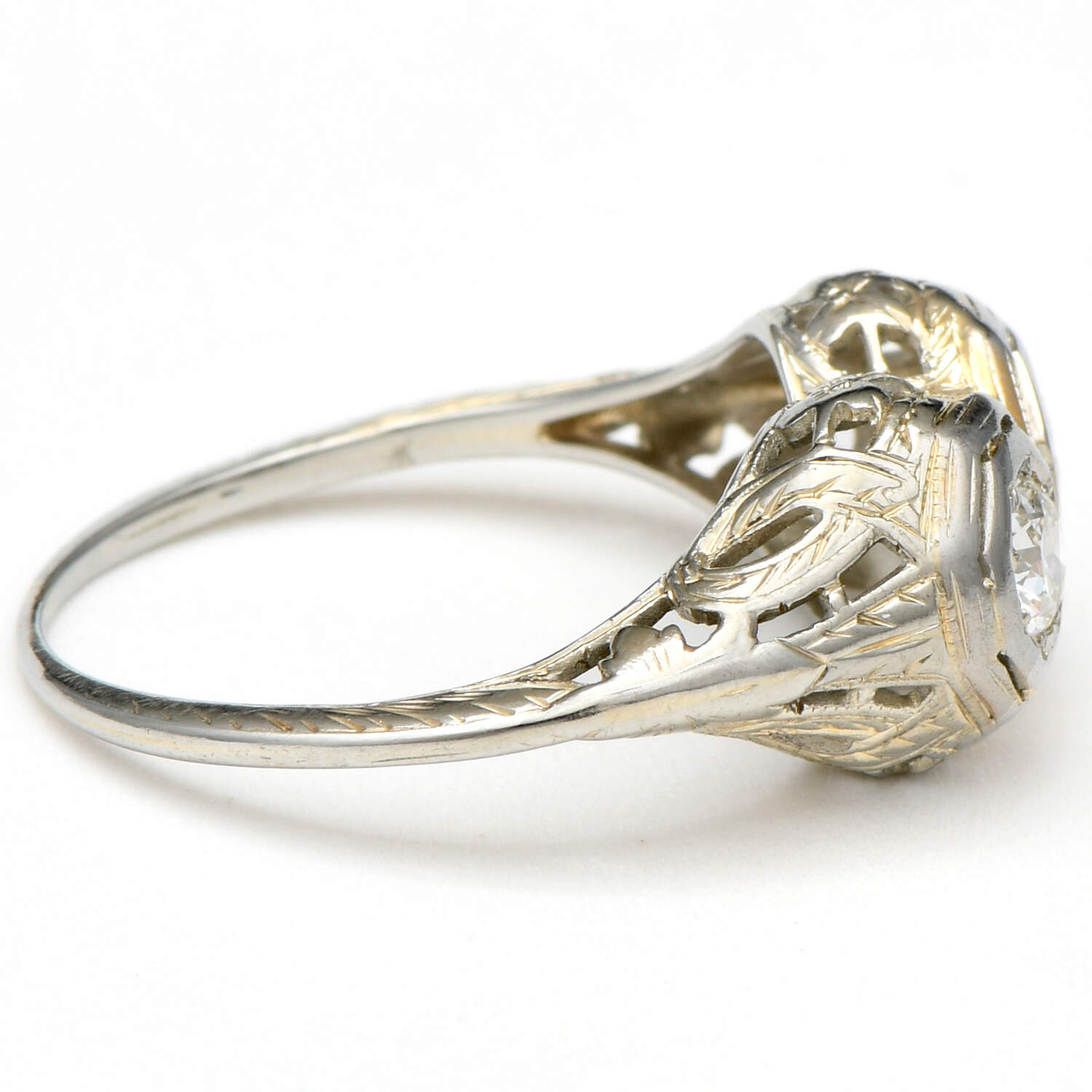 14KW Art Deco Double Diamond(0.42) Ring-4