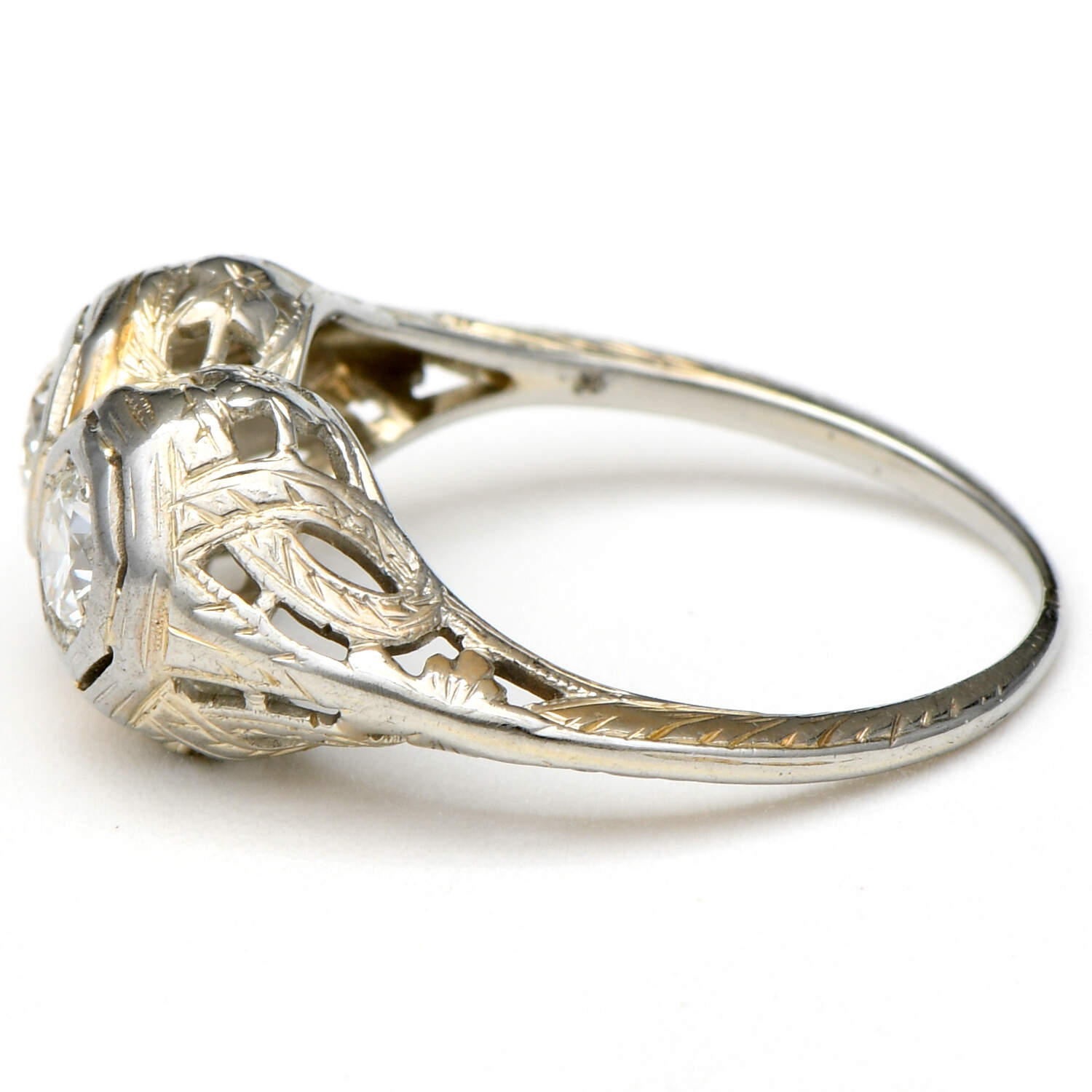 14KW Art Deco Double Diamond(0.42) Ring-3