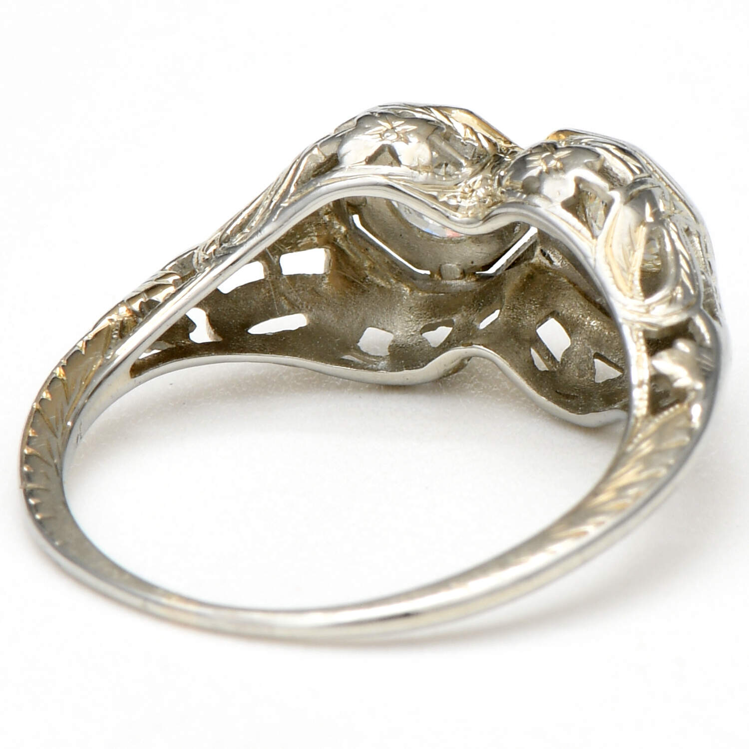 14KW Art Deco Double Diamond(0.42) Ring-2