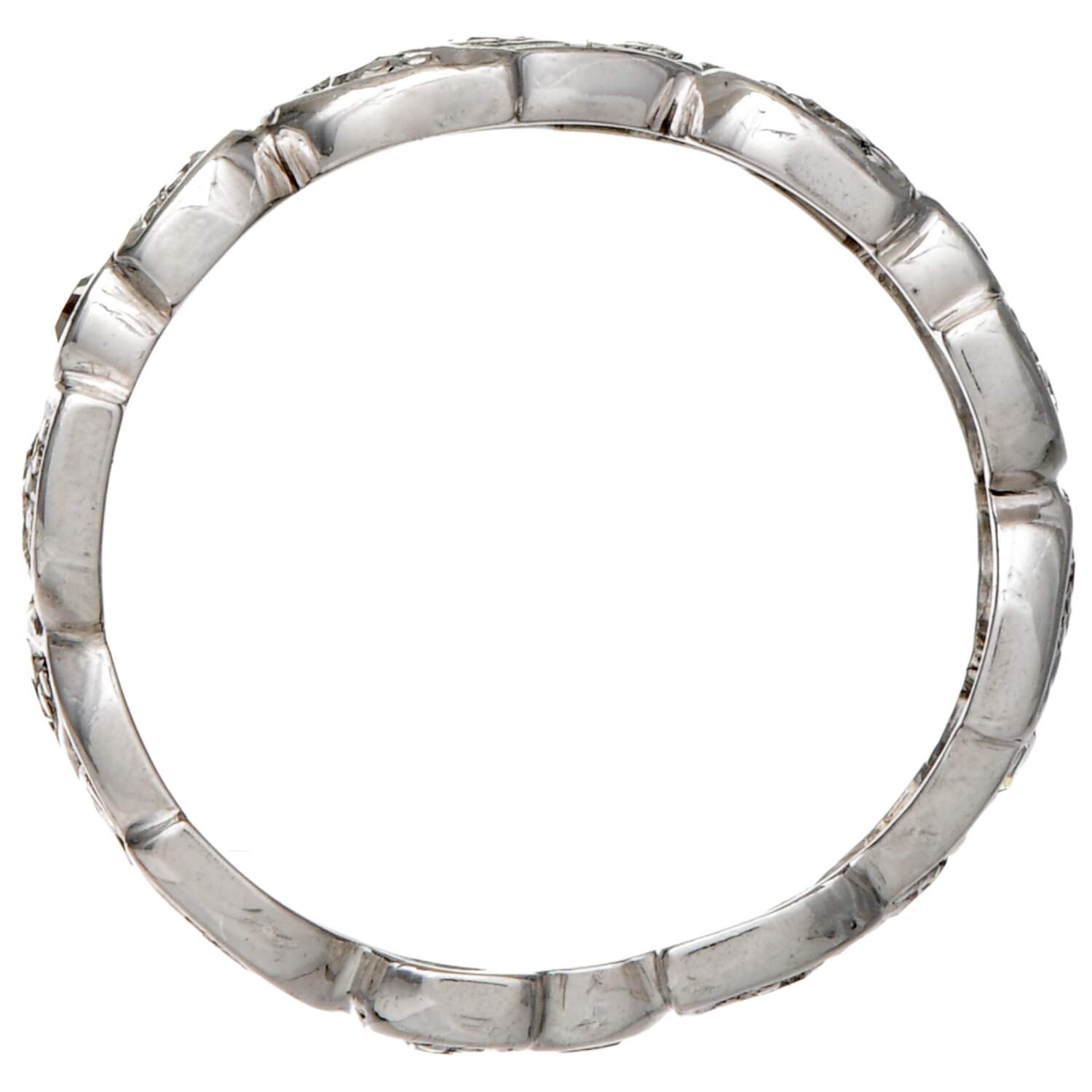 Platinum Handmade Diamond(0.26)  Eternity Leaf Band Ring-3