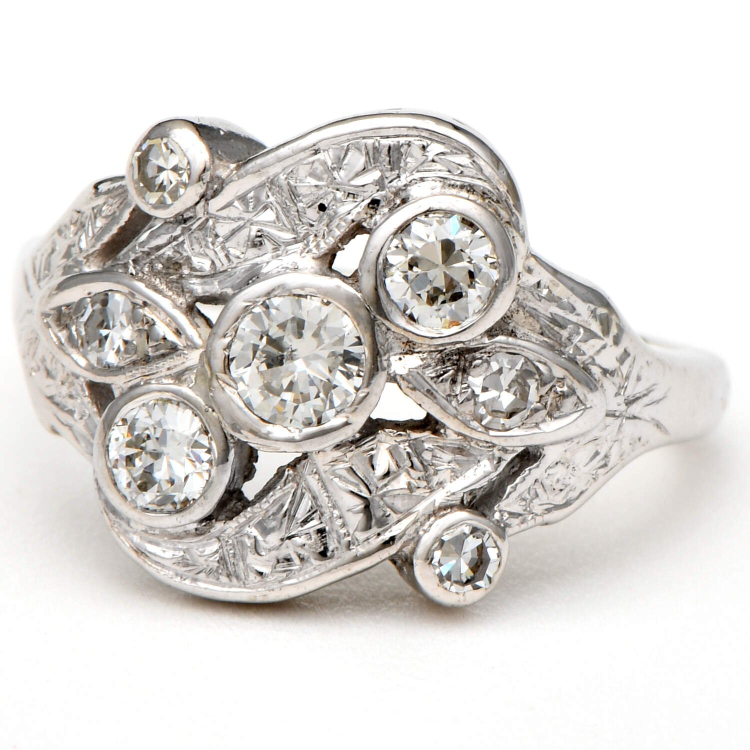 14KW Edwardian Diamond(0.54) Cluster Ring-1