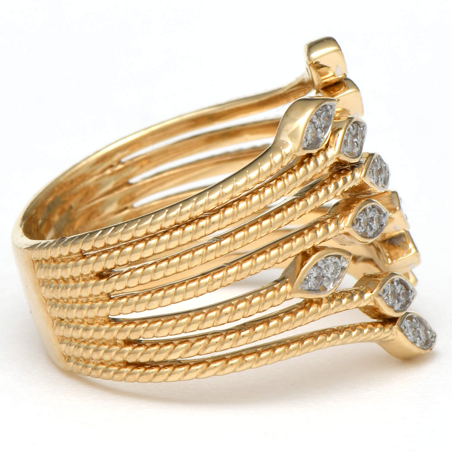 14KY Diamond(0.30) Open Leaf Ring-4