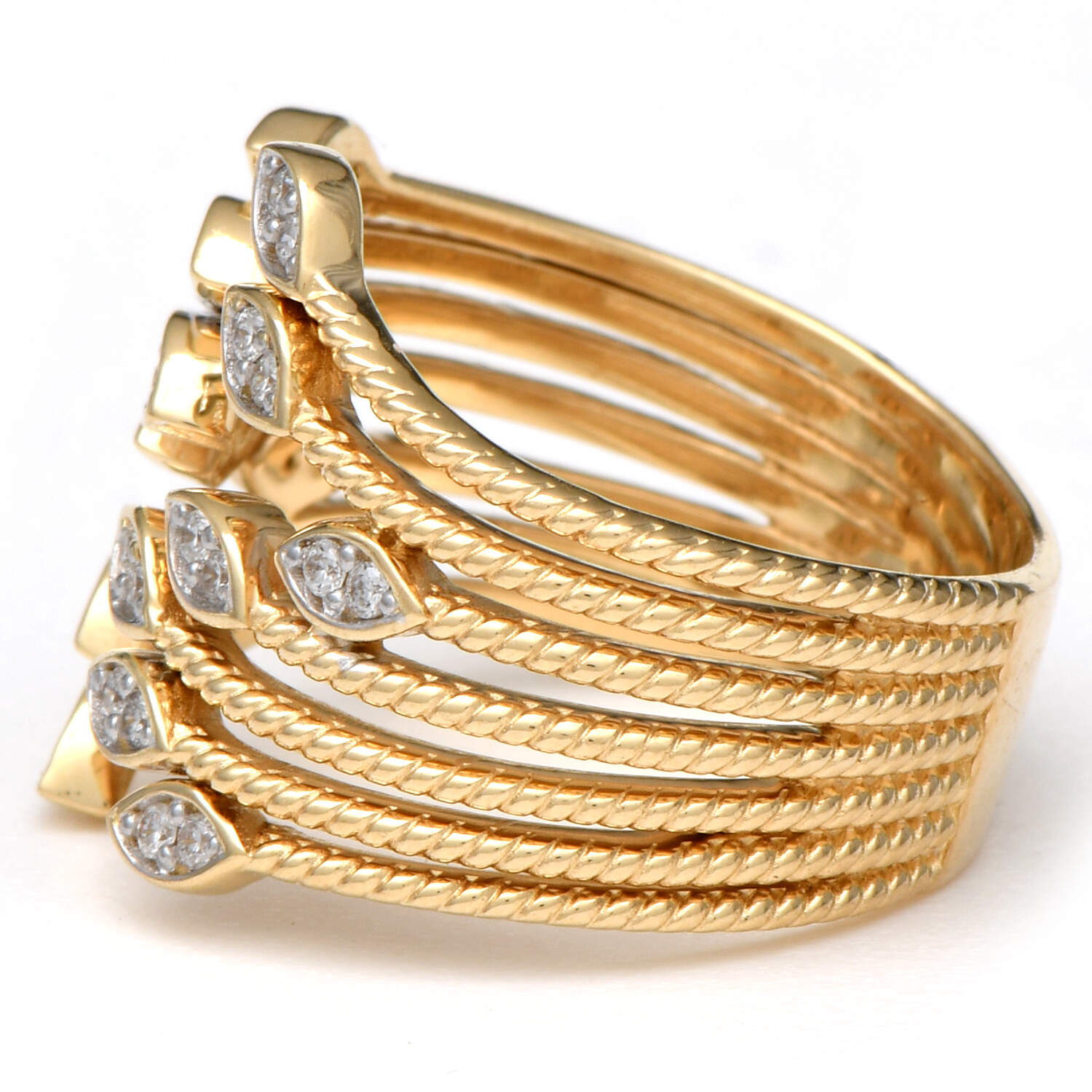 14KY Diamond(0.30) Open Leaf Ring-3