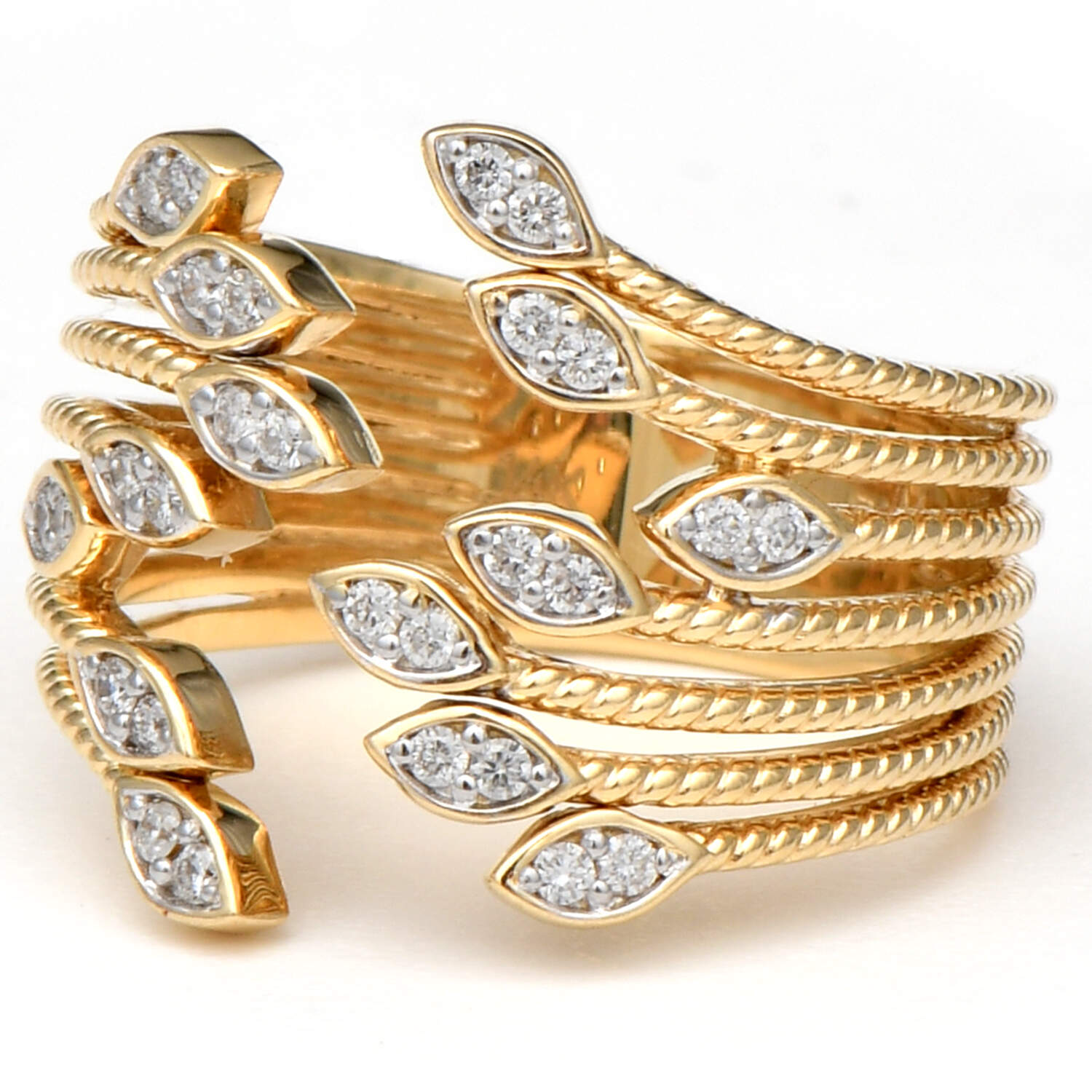 14KY Diamond(0.30) Open Leaf Ring-1