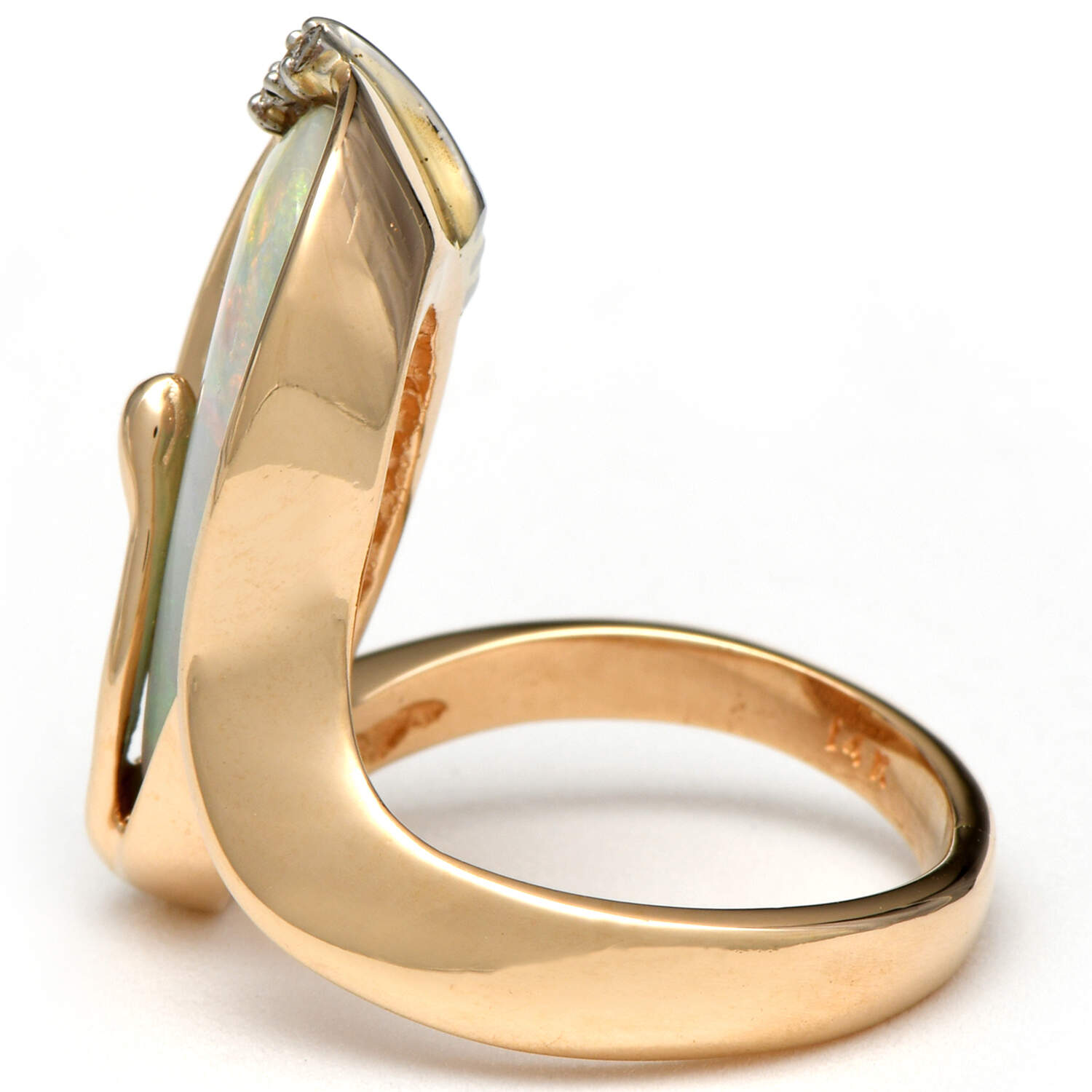 14KY Sculptural Opal & Diamond (0.03) Accent Ring-3