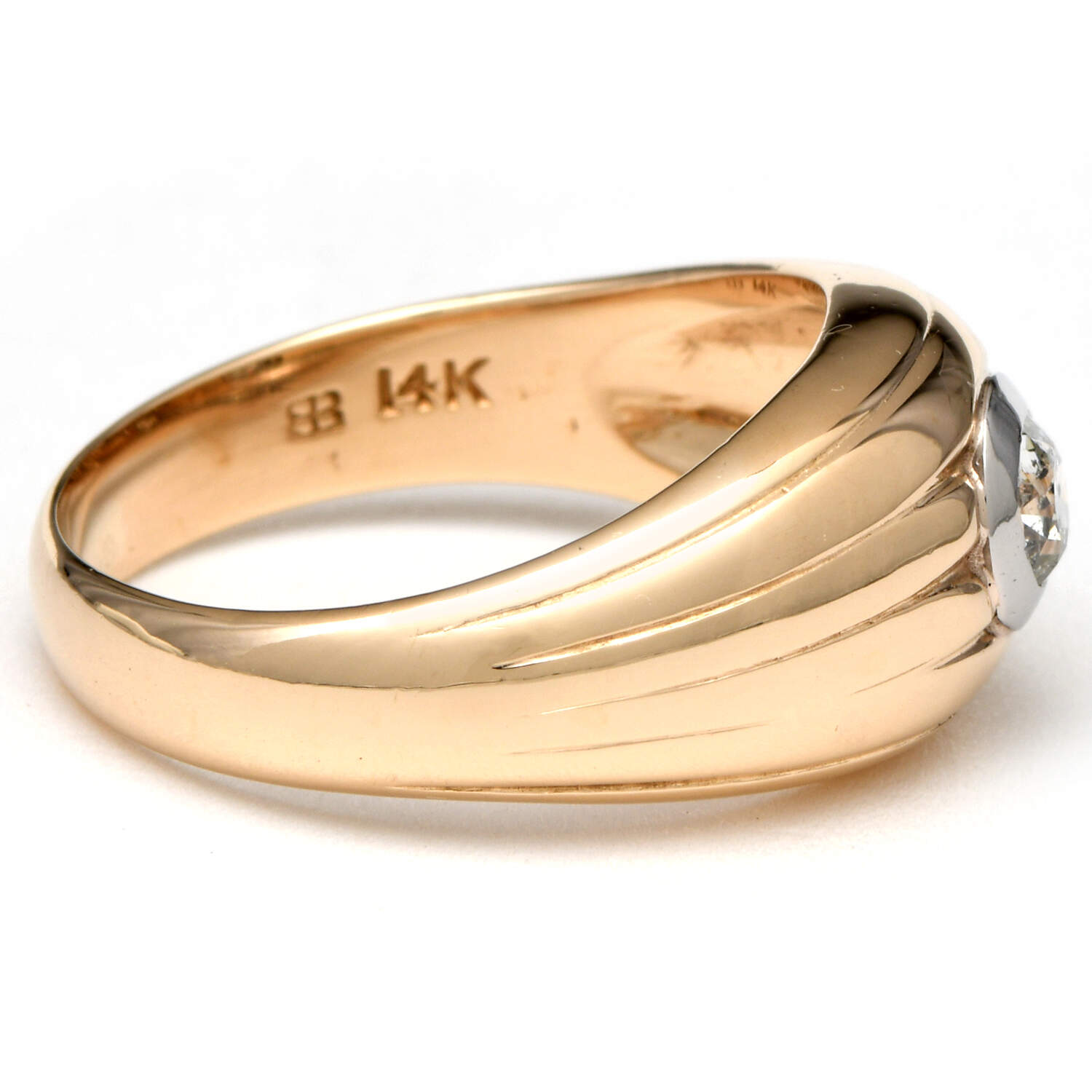 14KYW Diamond(0.40) Bezel Ring-4