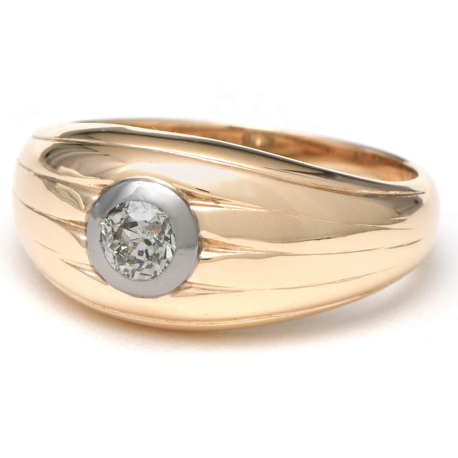 14KYW Diamond(0.40) Bezel Ring-1