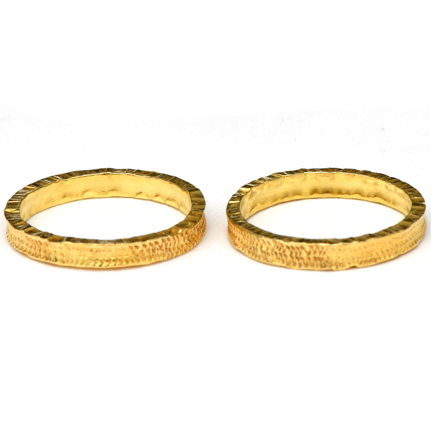 18KY Two Stackable Textured 2.5 mm Wide Band Ring-2