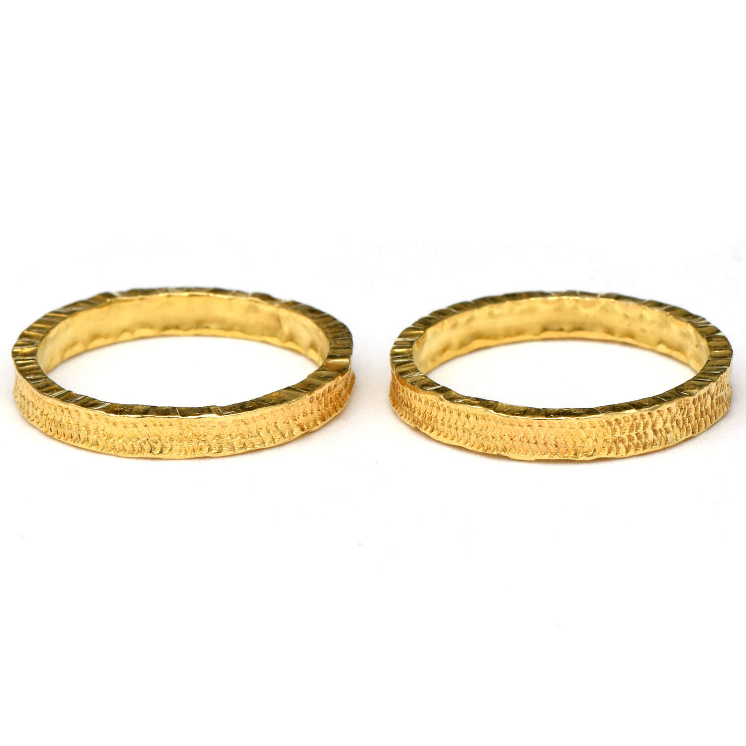 18KY Two Stackable Textured 2.5 mm Wide Band Ring-1