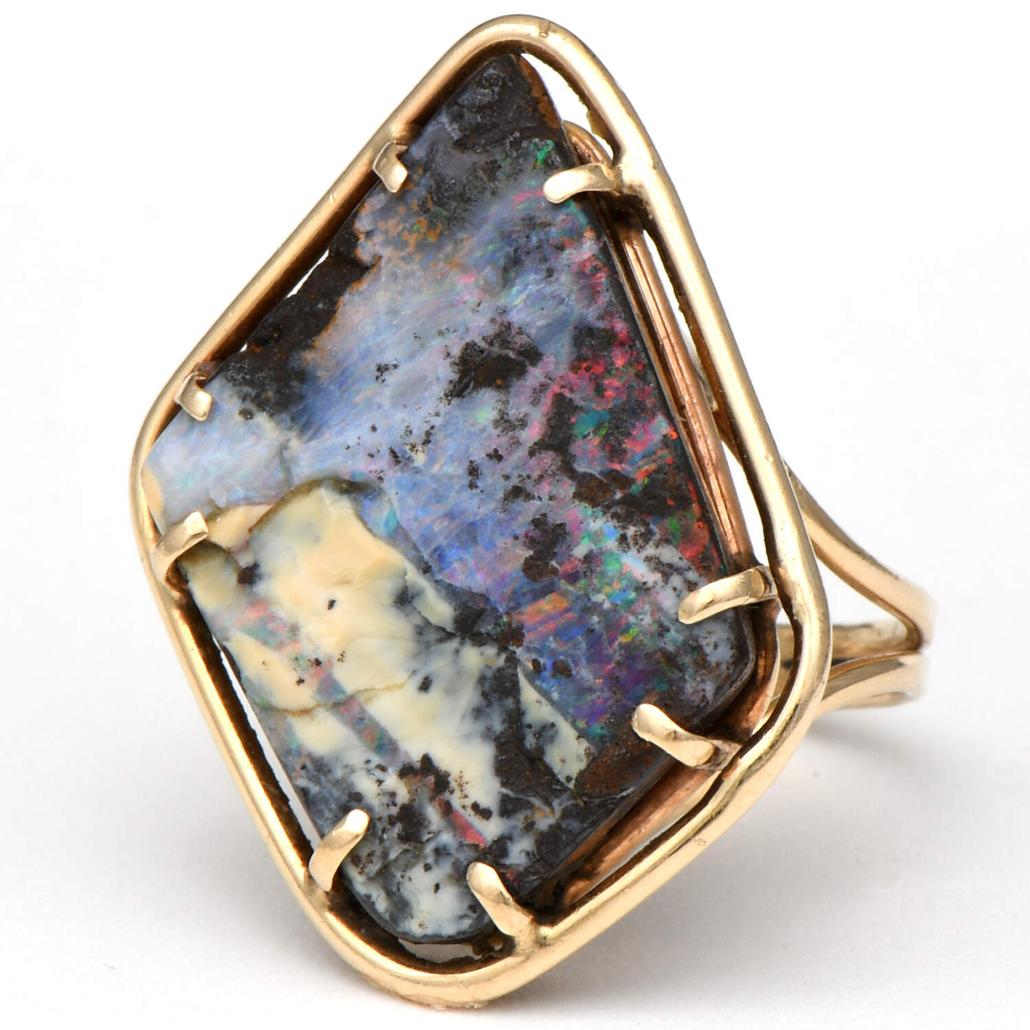 14KY Boulder Opal Matrix  (22.0) Statement Ring-1