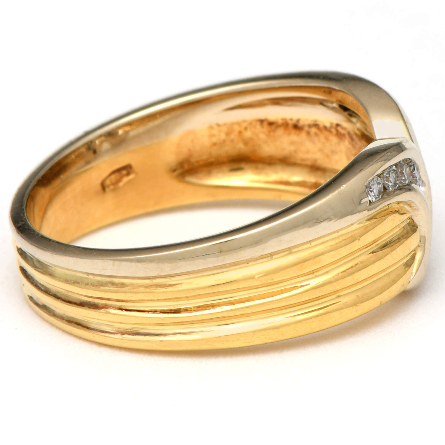 18KY Double Diamond(0.16) Channel Band Ring-4