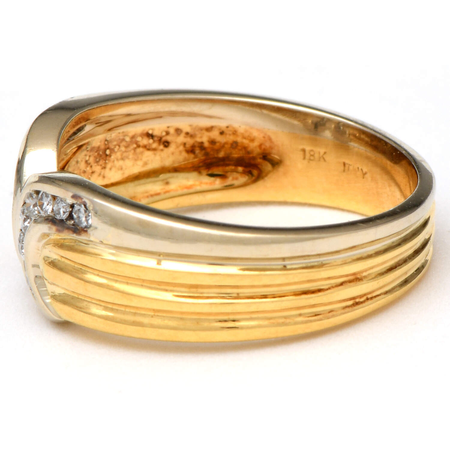 18KY Double Diamond(0.16) Channel Band Ring-3