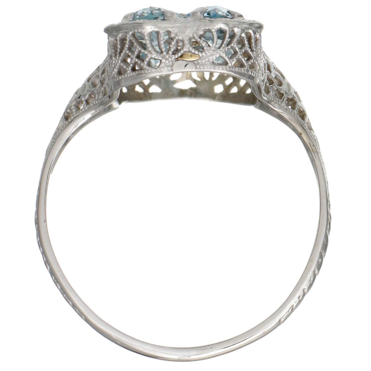 14KY Art Deco Aquamarine (2.05) & Diamond (0.07) Ring-5