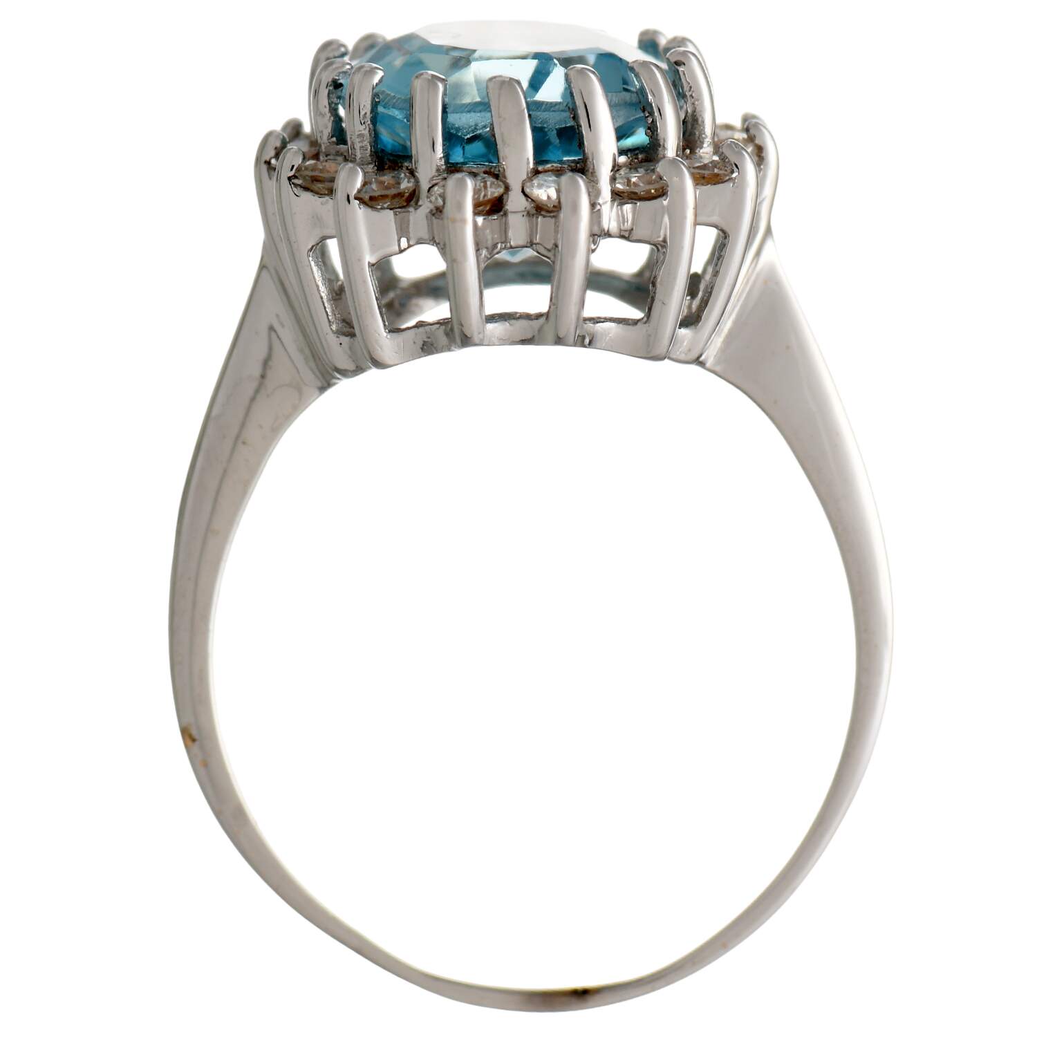 14KW Blue Topaz(4.75) & Diamond(0.40) Halo Ring-4