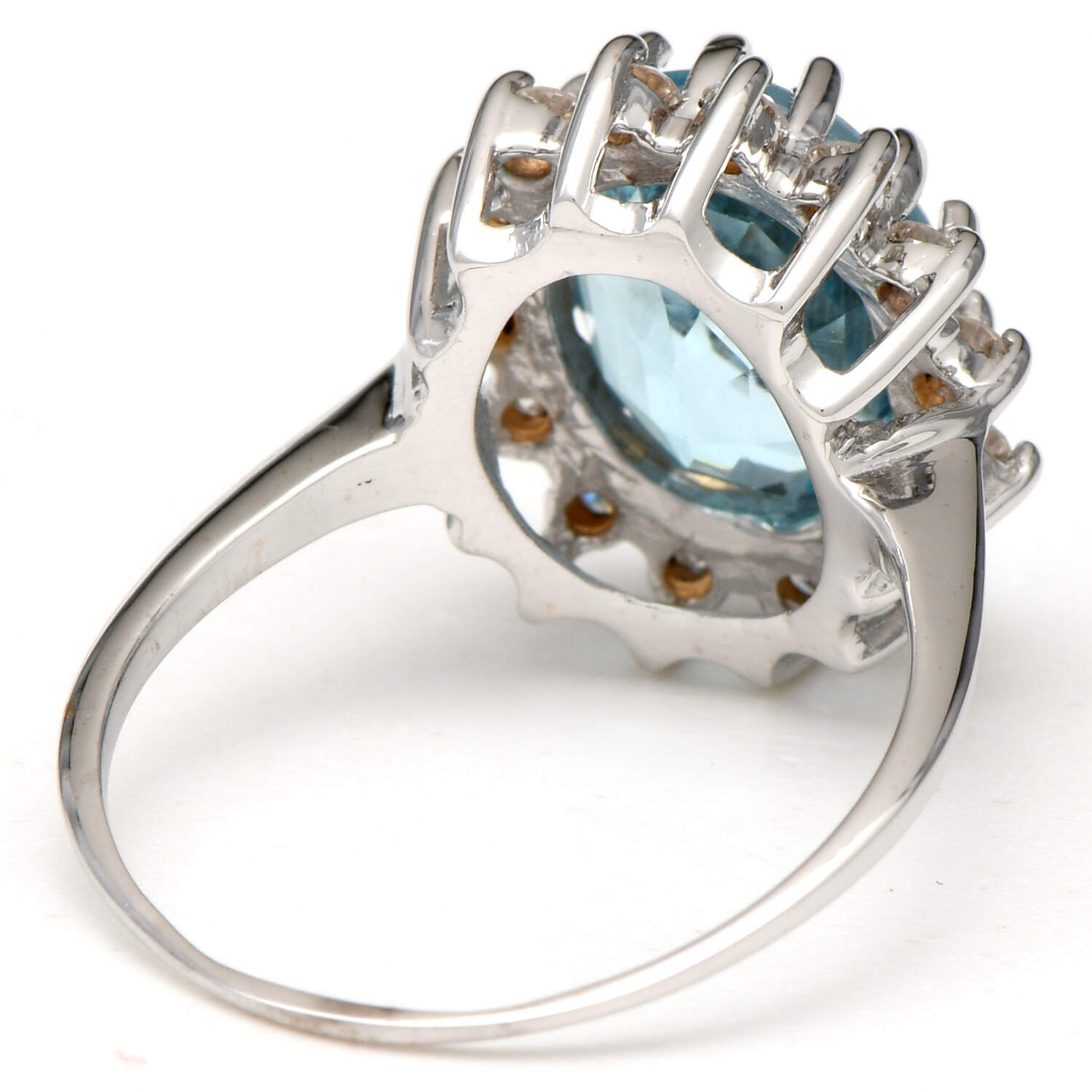 14KW Blue Topaz(4.75) & Diamond(0.40) Halo Ring-2