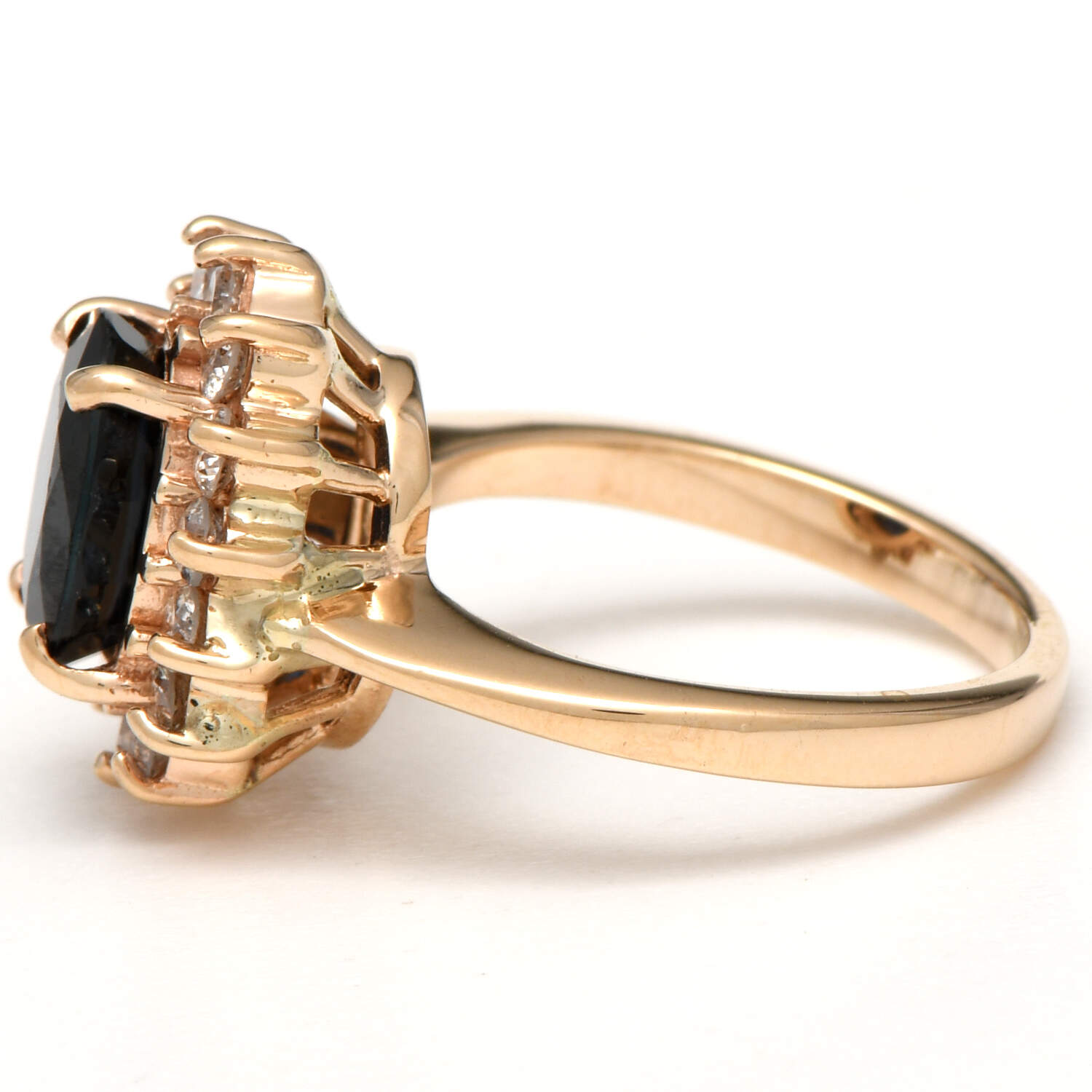 14KY Sapphire(2.35) & Diamond(0.42) Halo Ring-3