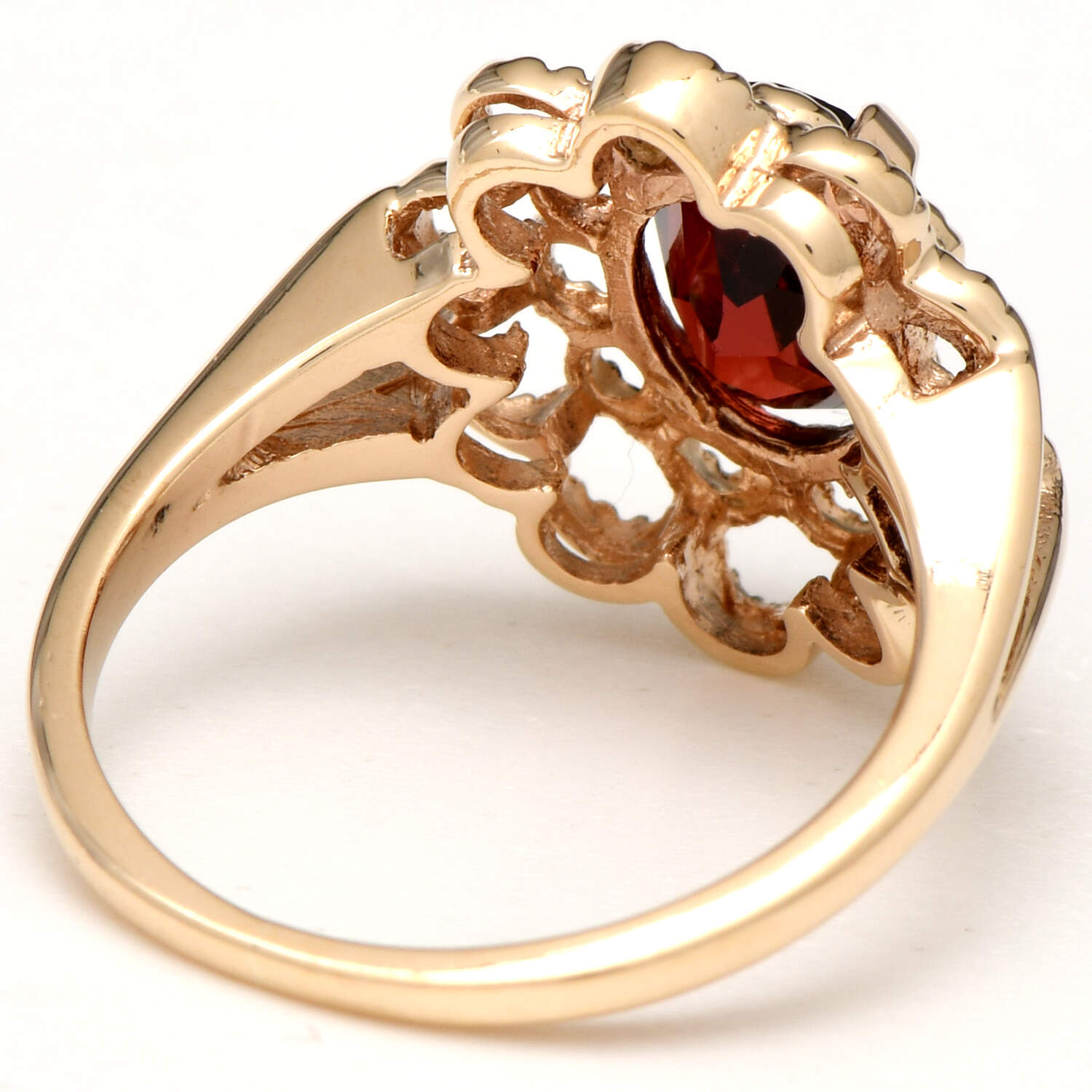 10KY Garnet(1.50) Floral Ring-2