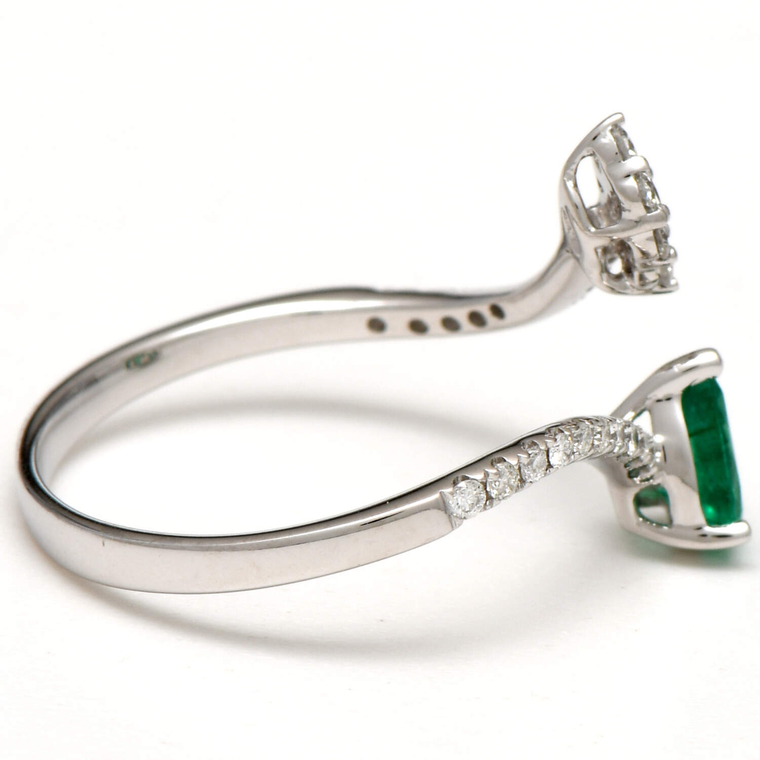 14KW Emerald(0.33) & Diamond(0.22) Bypass Ring-4