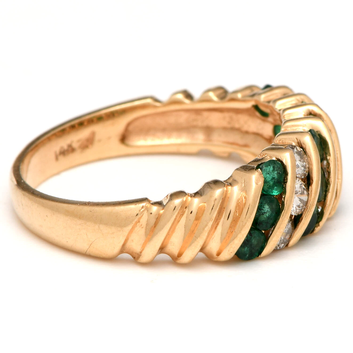 14KY Emerald(0.96) & Diamond(0.45) Channel Ring-4