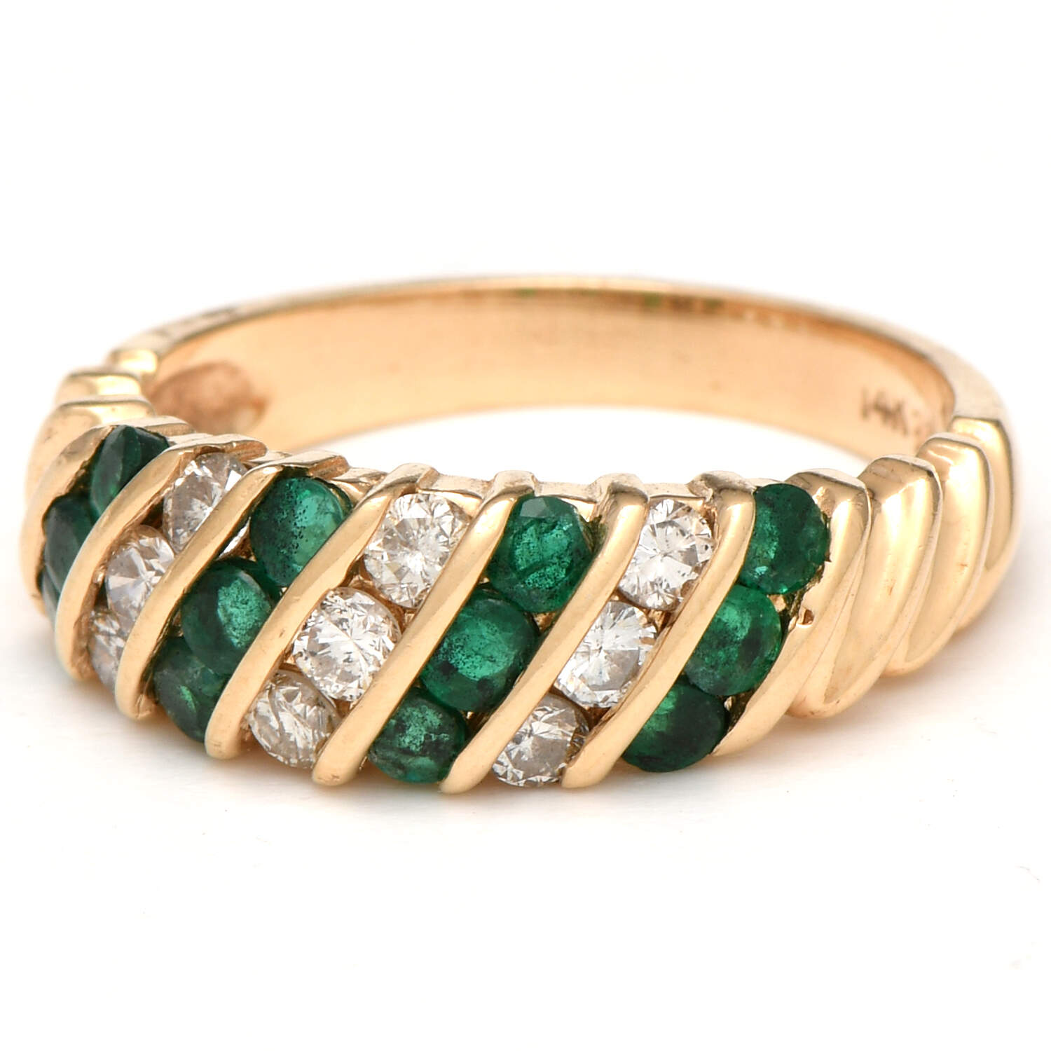 14KY Emerald(0.96) & Diamond(0.45) Channel Ring-1