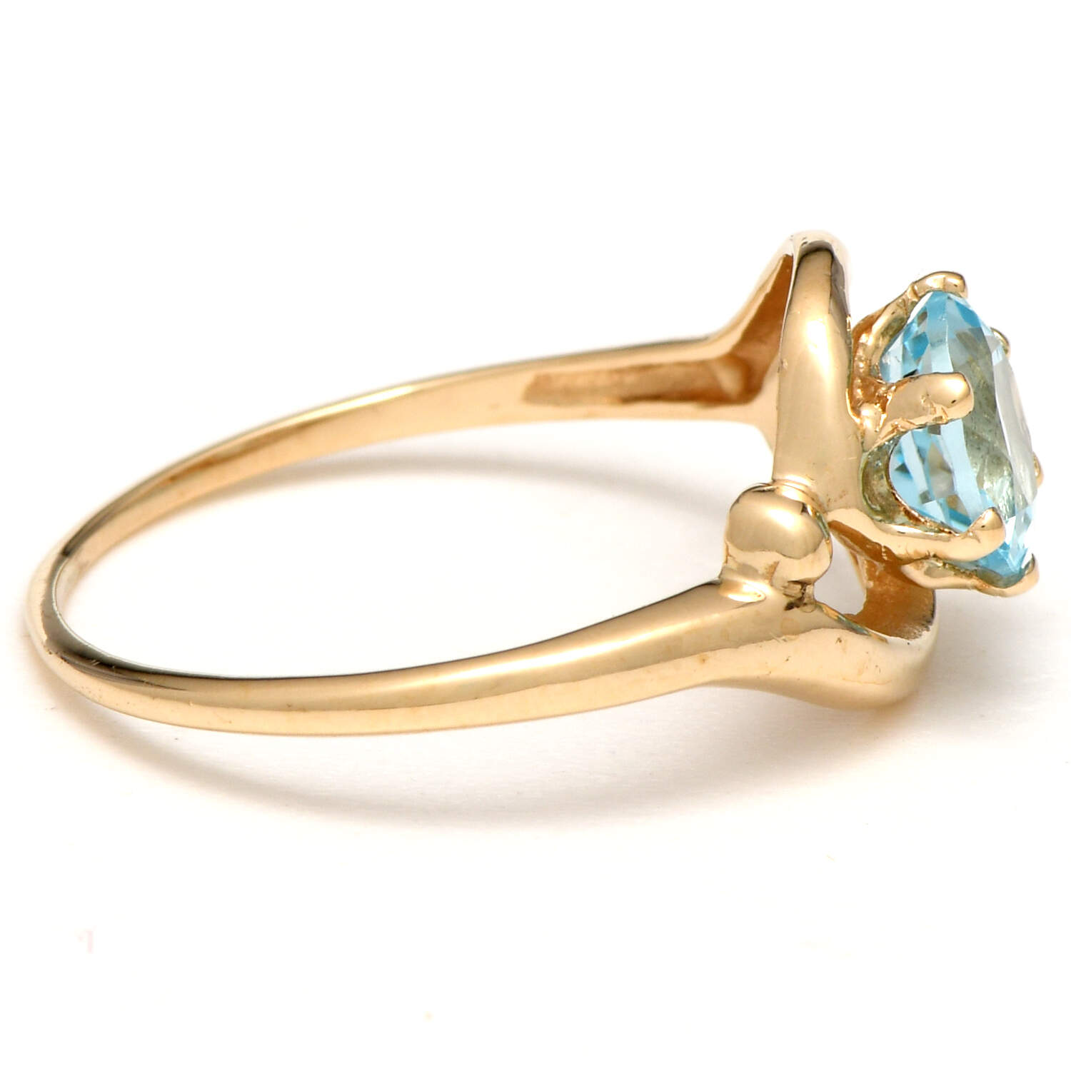 14KY Blue Topaz(1.06) Bypass Ring-4