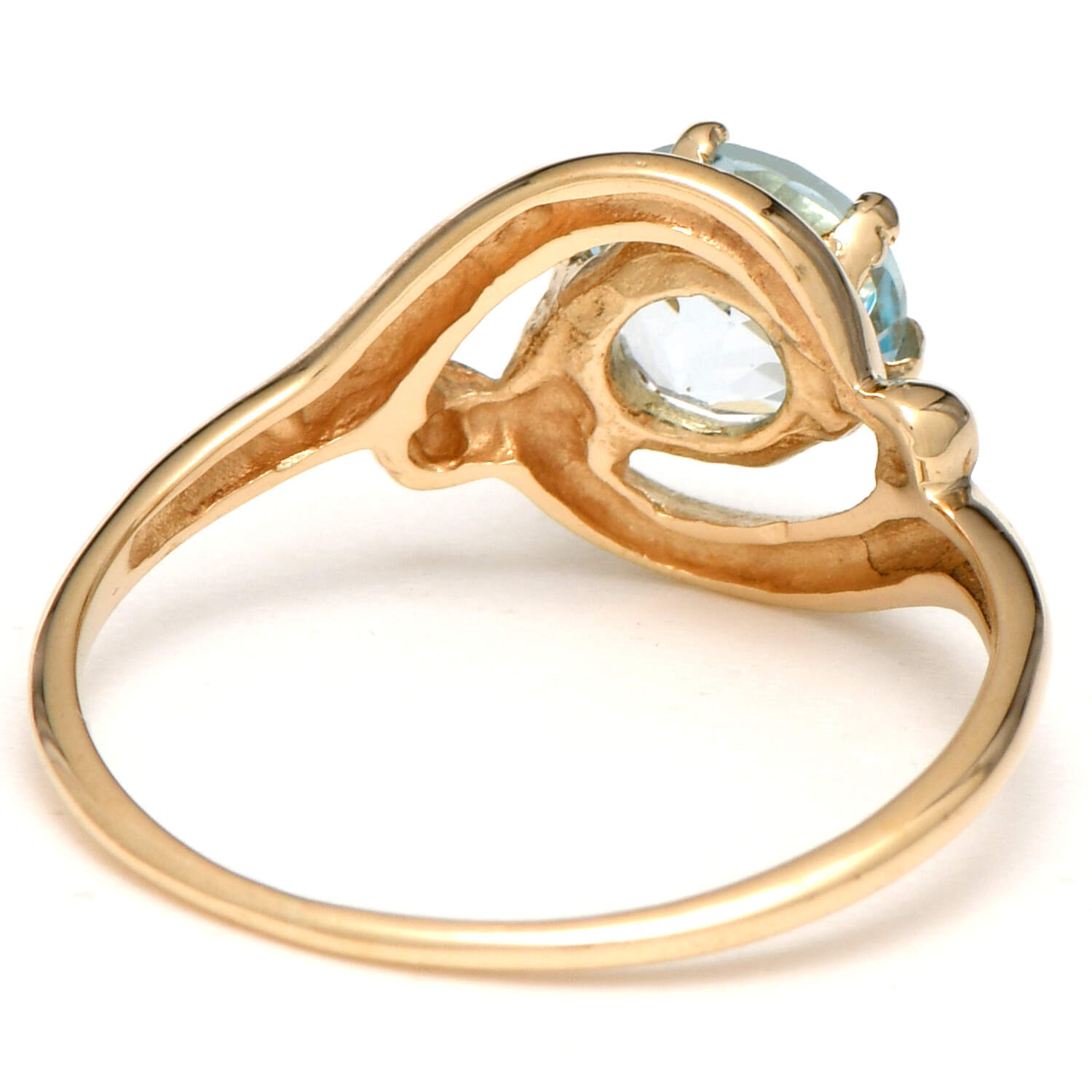 14KY Blue Topaz(1.06) Bypass Ring-2