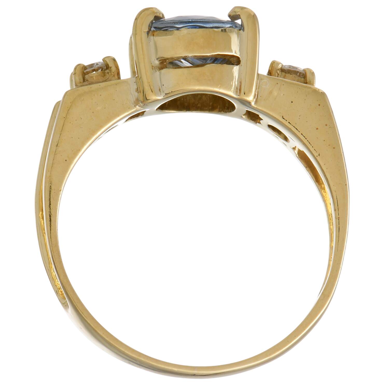 18KY Fancy Carved Sapphire(1.80) & Diamond(0.06) Ring-5