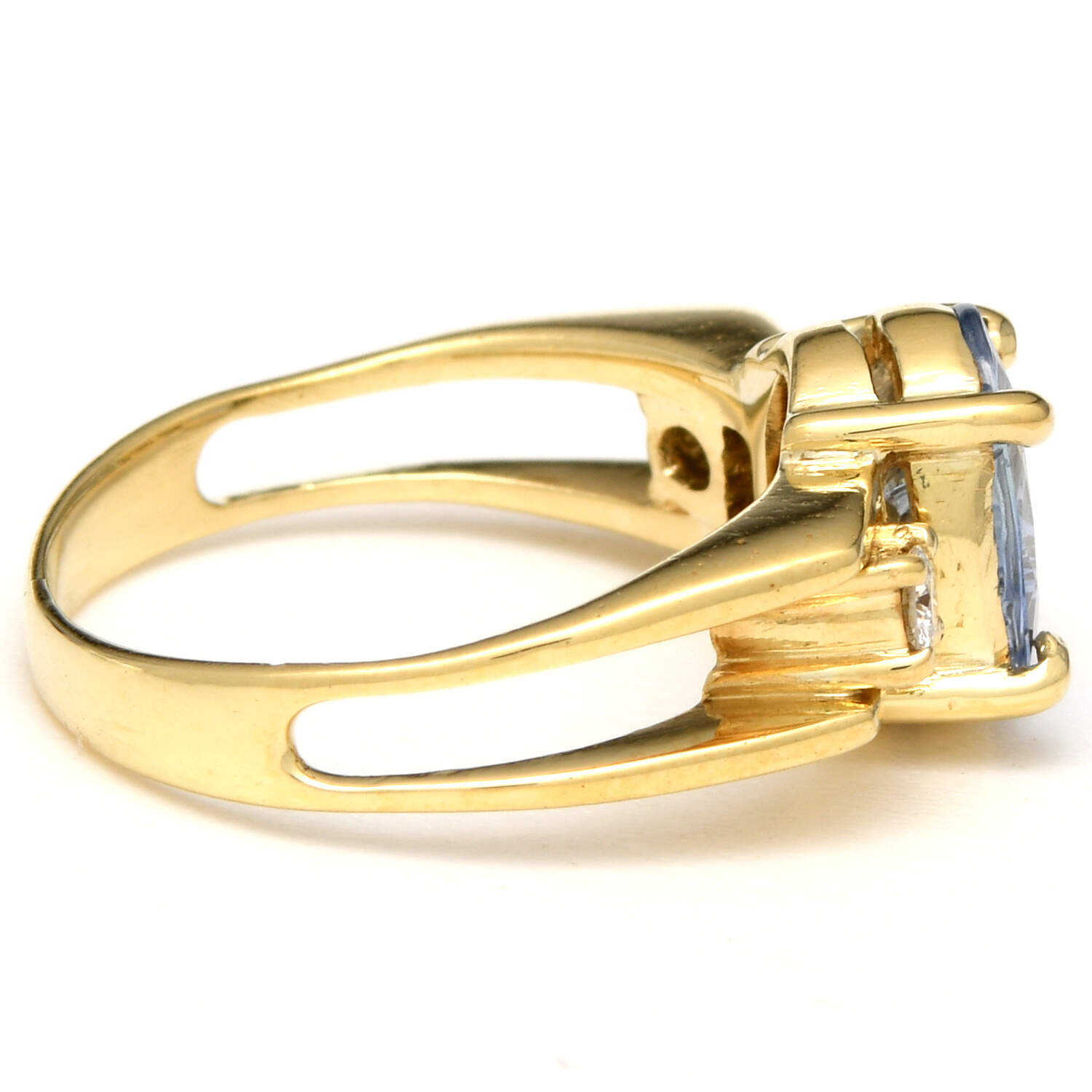 18KY Fancy Carved Sapphire(1.80) & Diamond(0.06) Ring-4