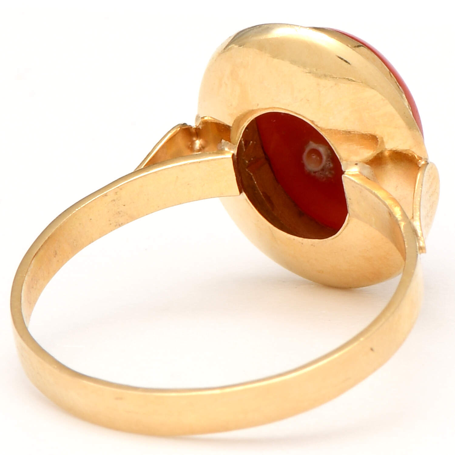 18KY Rich Coral Bezel Ring-2