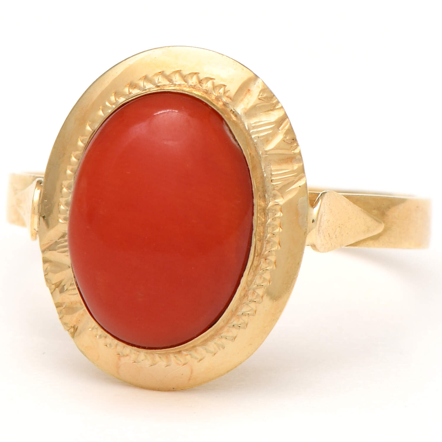 18KY Rich Coral Bezel Ring-1
