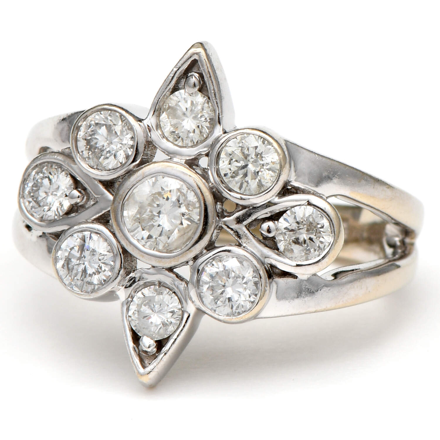 14KW Diamond(0.96) Cluster Bezel Ring-1
