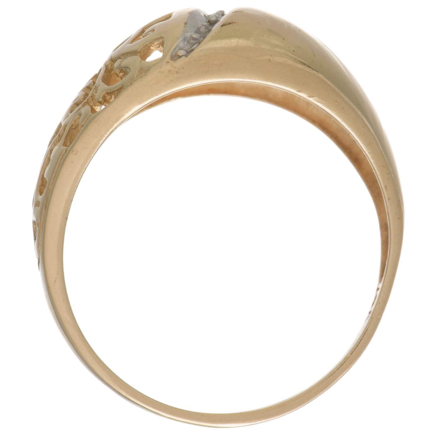 14KYW Vintage Two-Tone Diamond Accent (0.04) Bombe Ring-5