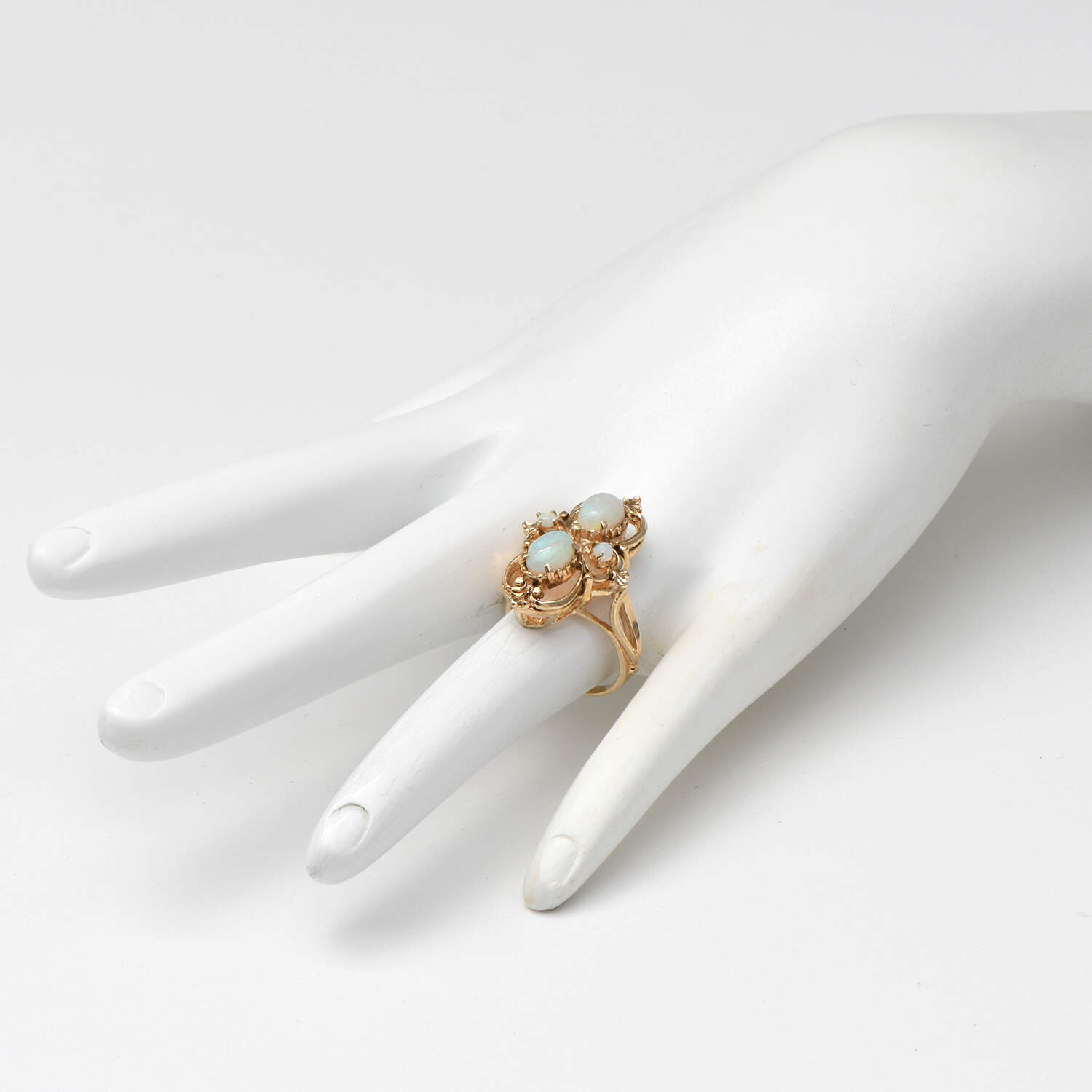14KY Vintage Crystal Opal(1.57) Cluster Ring-6