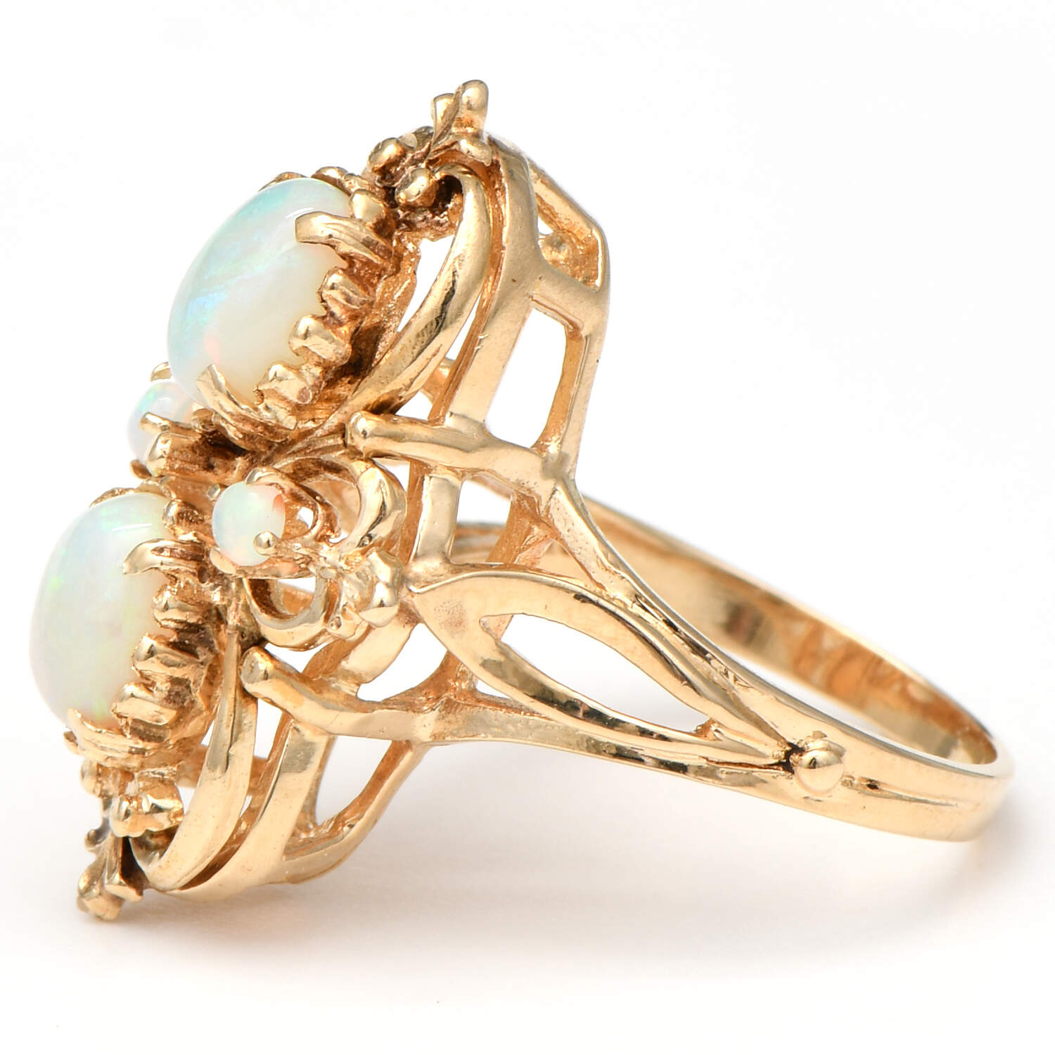 14KY Vintage Crystal Opal(1.57) Cluster Ring-3
