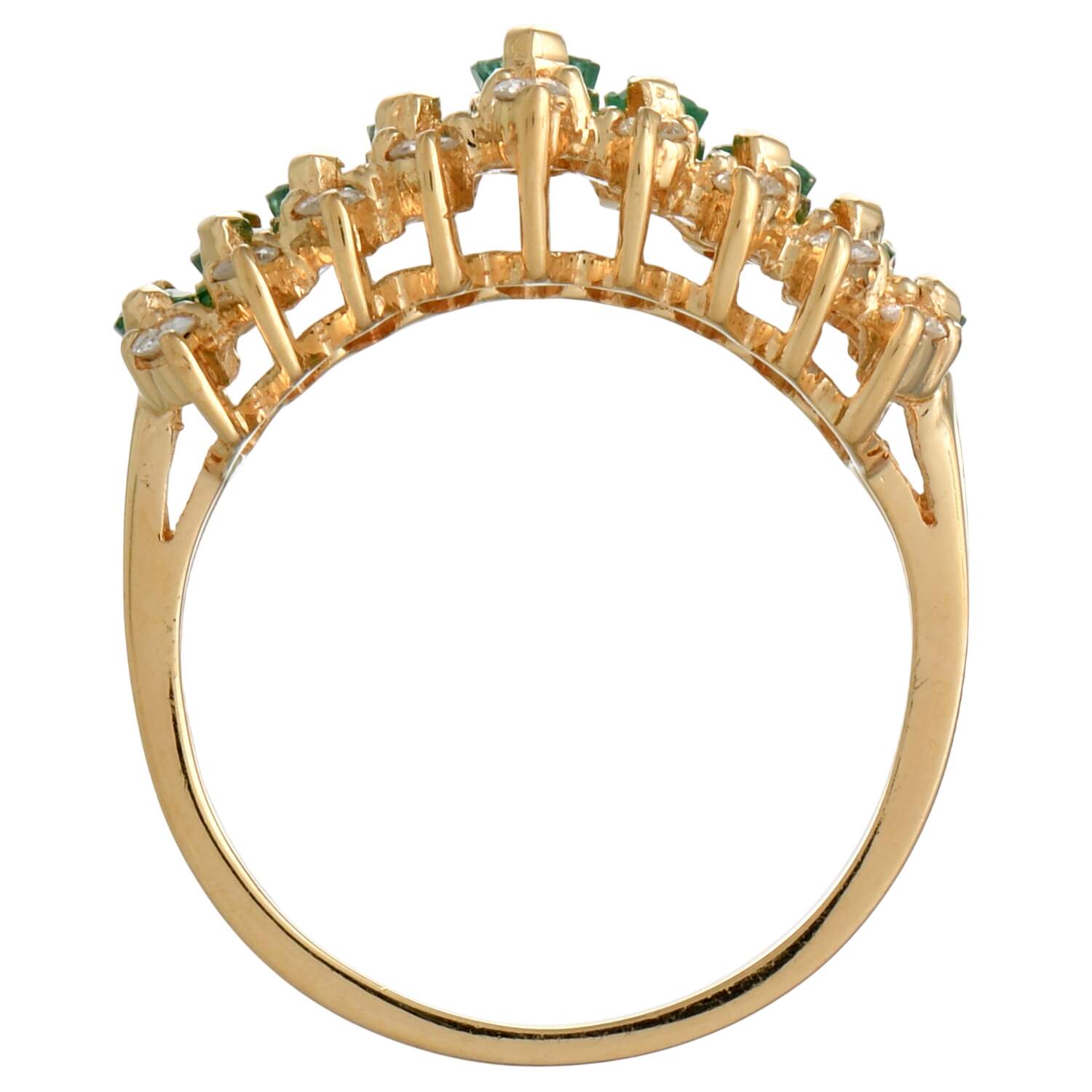 14KY Emerald (0.82) & Diamond (0.36) Pyramid Ring-5