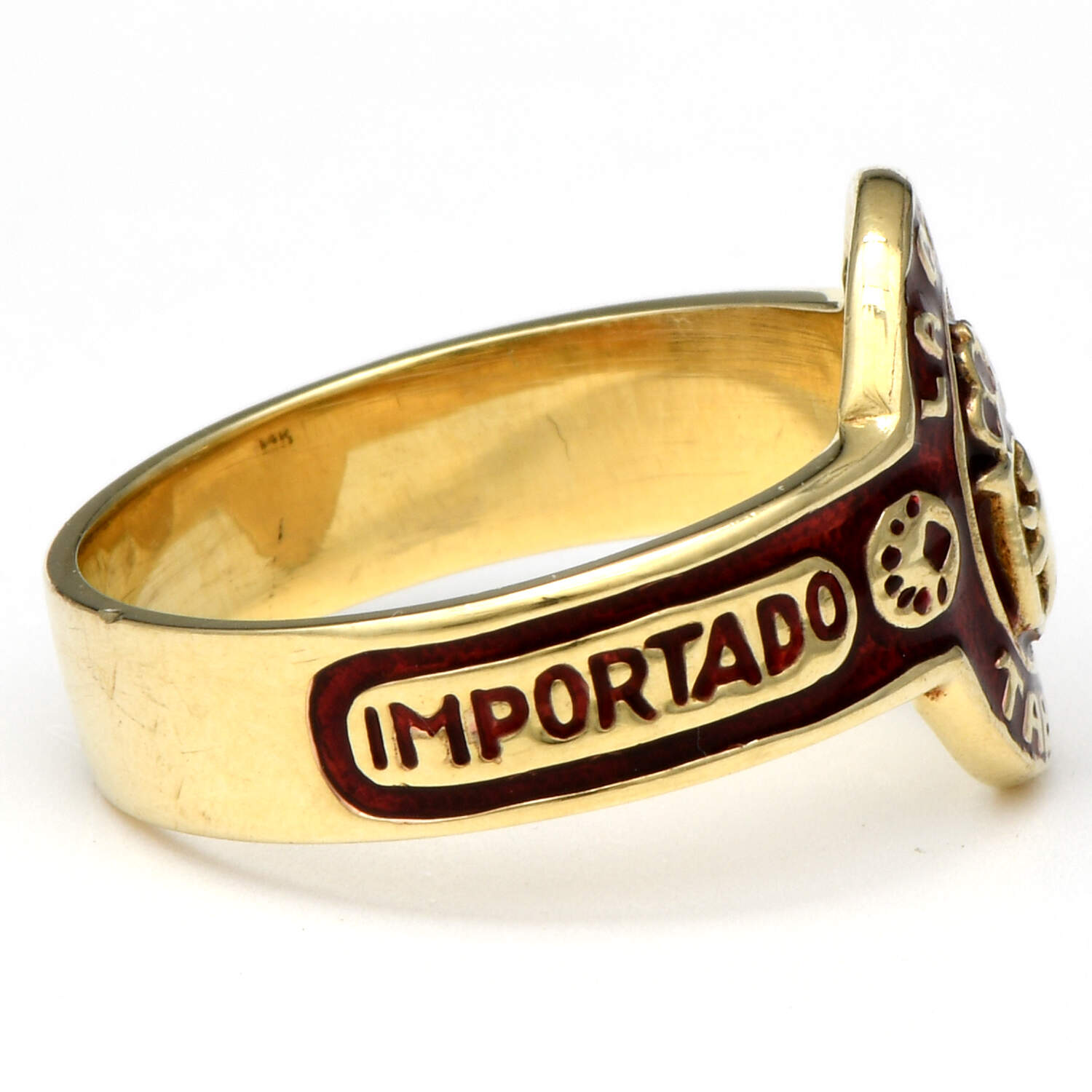 14KY Vintage Peter Brams Designs Enameled Cigar Band Ring-4