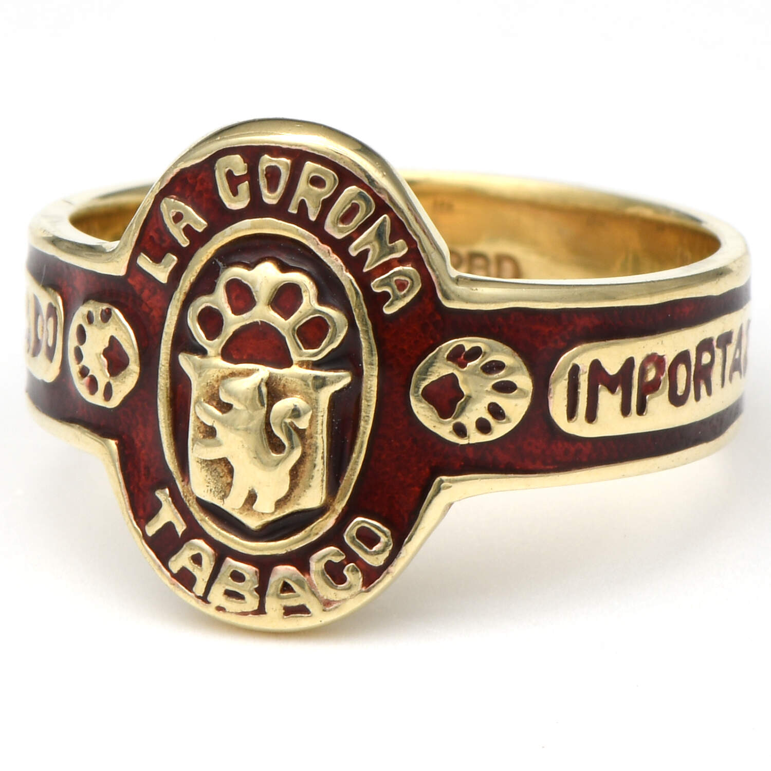 14KY Vintage Peter Brams Designs Enameled Cigar Band Ring-1