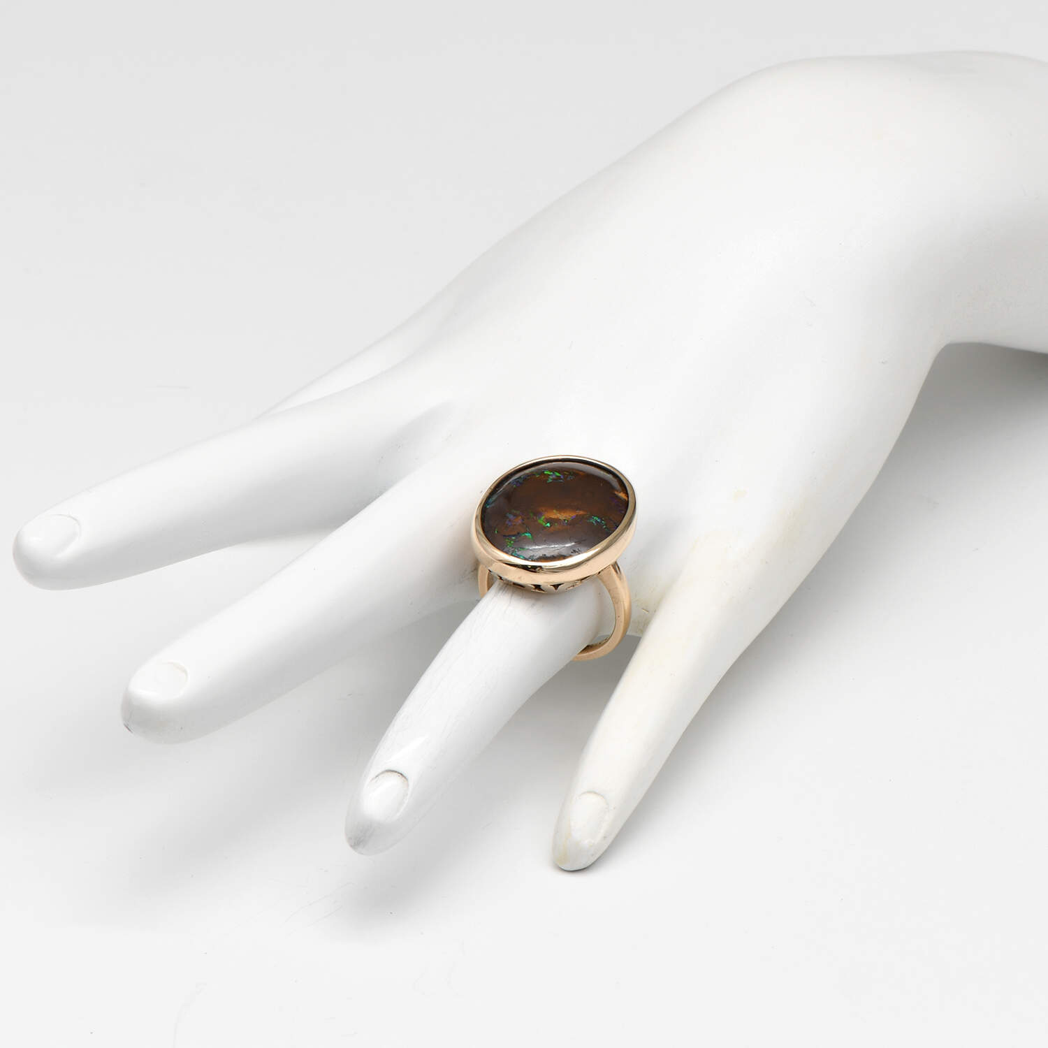 9KY Bold Boulder Opal(14.25) with Matrix Ring-6