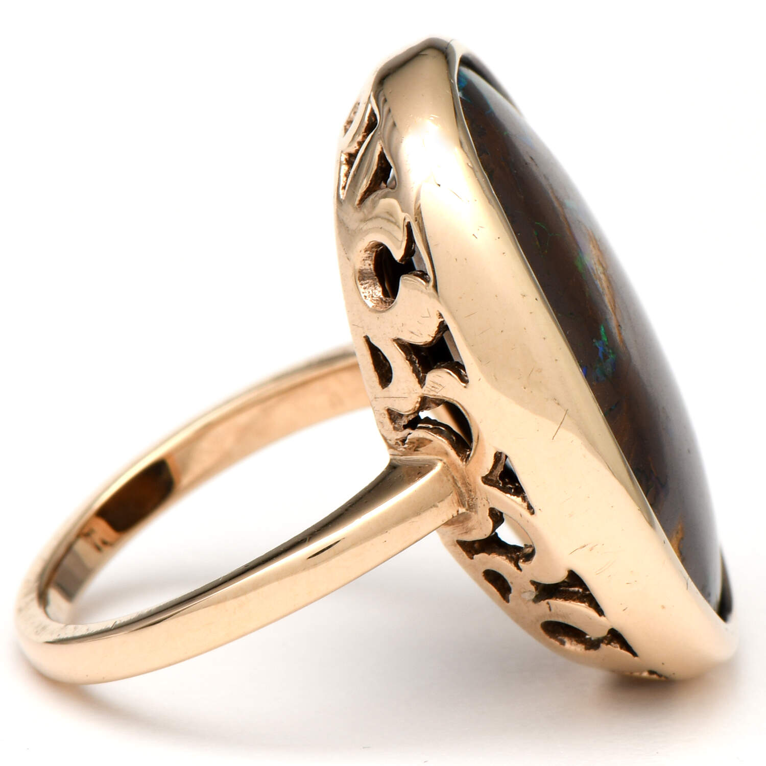 9KY Bold Boulder Opal(14.25) with Matrix Ring-4