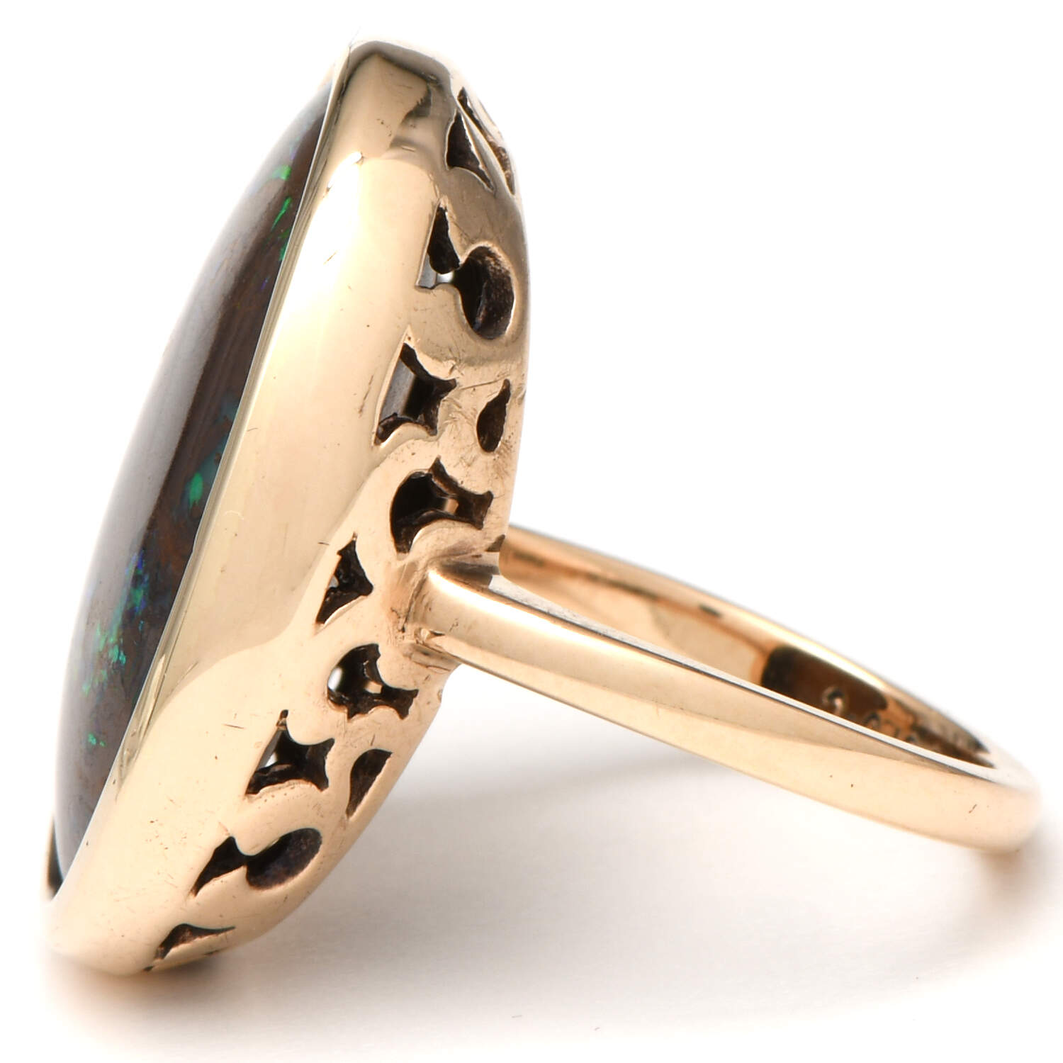 9KY Bold Boulder Opal(14.25) with Matrix Ring-3