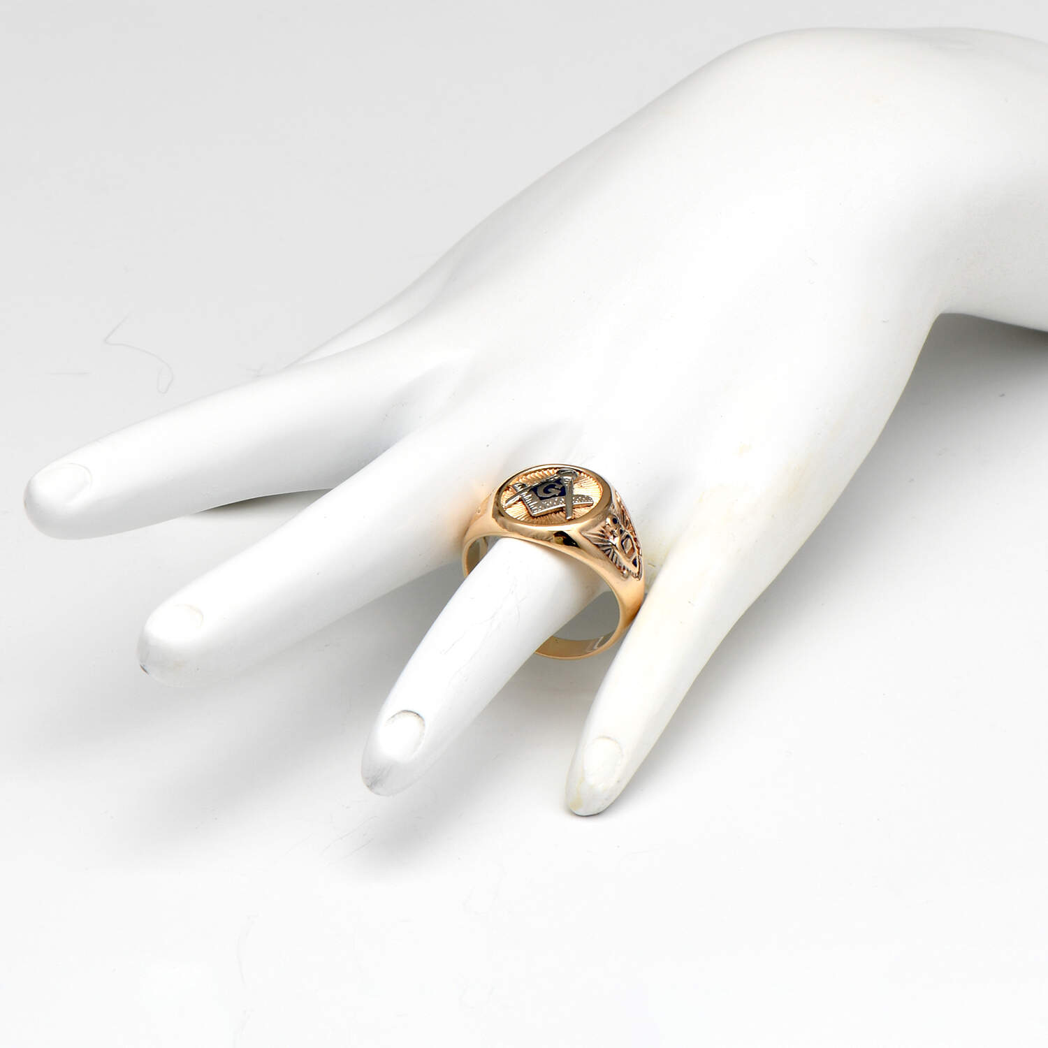 14KYW Vintage Master Mason Blue Lodge Masonic Ring-6