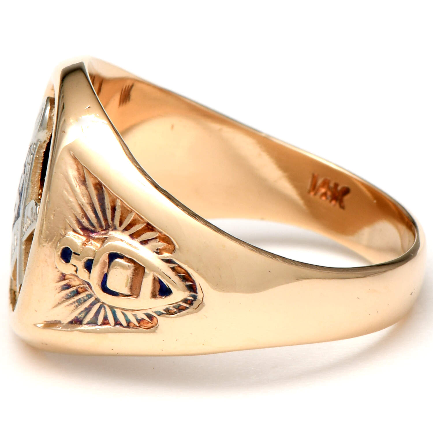 14KYW Vintage Master Mason Blue Lodge Masonic Ring-4