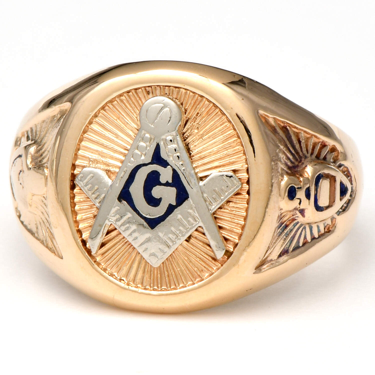 14KYW Vintage Master Mason Blue Lodge Masonic Ring-1