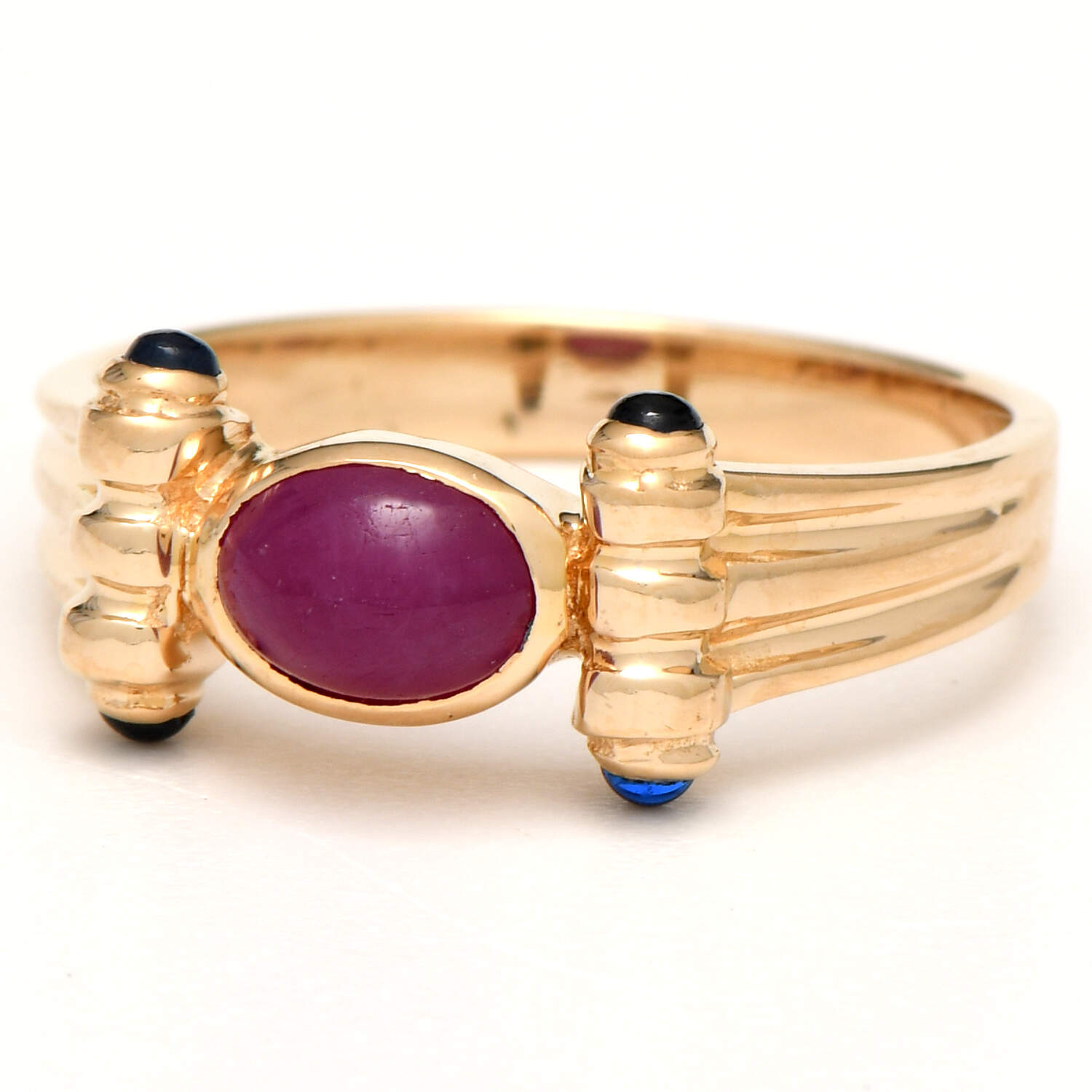 14KY Synthetic Ruby(1.07) & Synthetic Sapphire(0.16) Ring-1