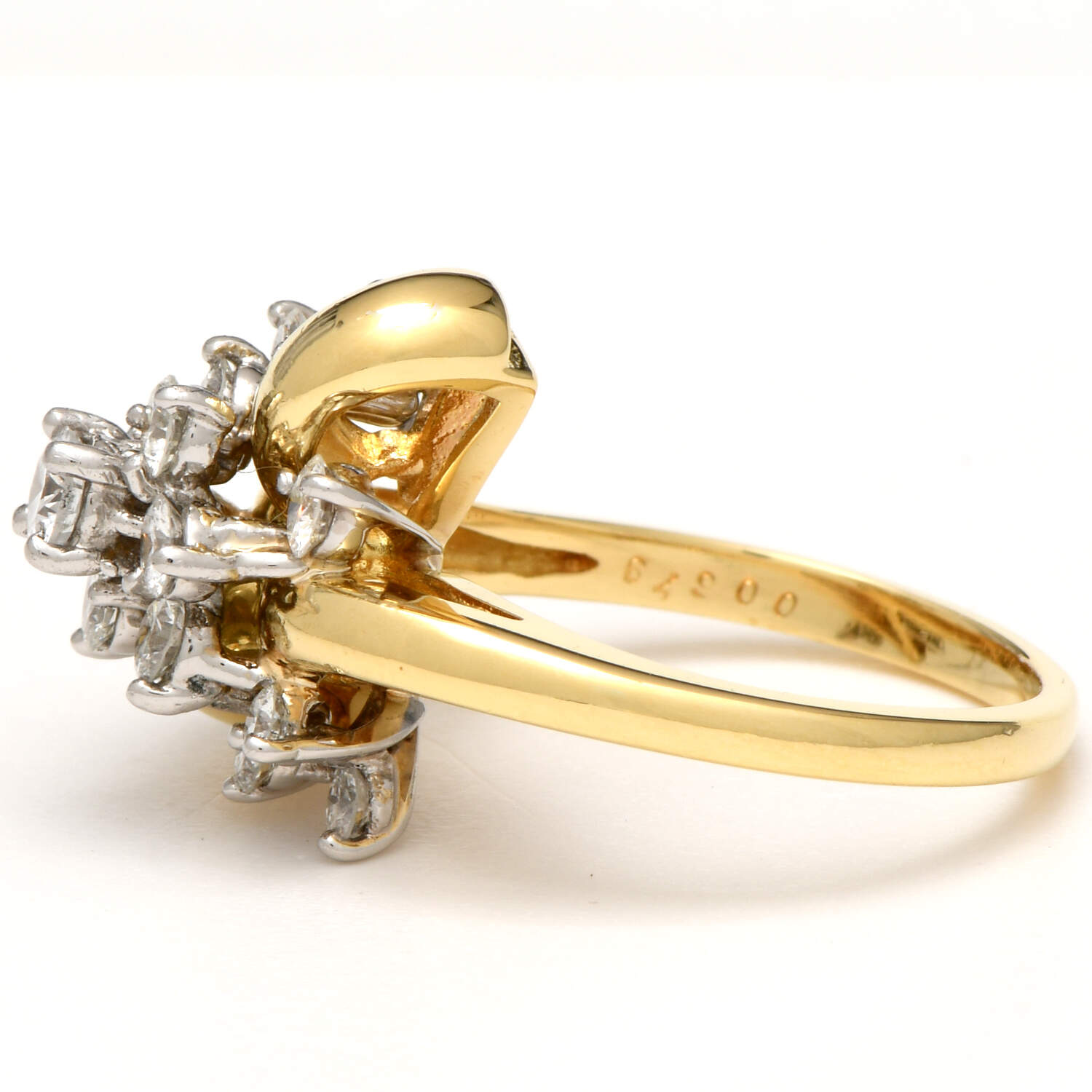 18KYW Diamond(1.25) Cluster Ribbon Ring-3