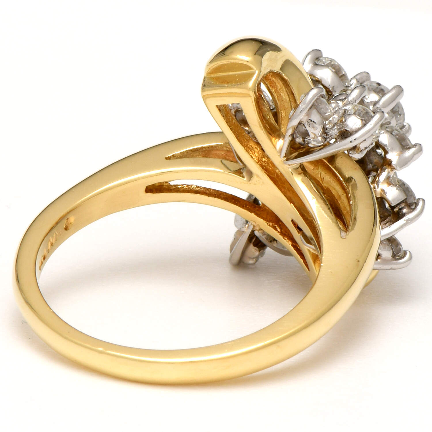 18KYW Diamond(1.25) Cluster Ribbon Ring-2